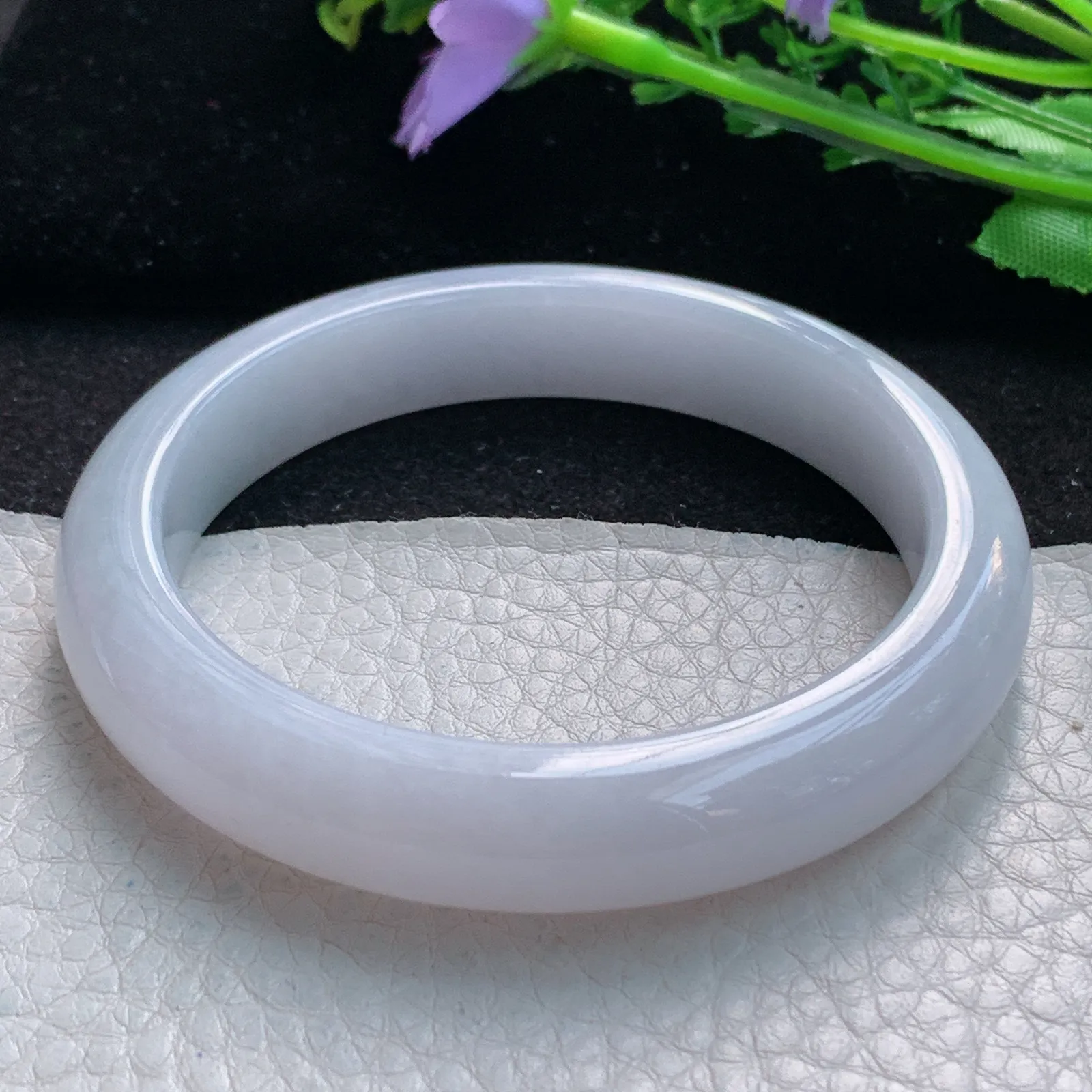 z自然光58*11.8*8.3平安镯 缅甸翡翠a货玉手镯淡紫底宽边珠宝玉手环