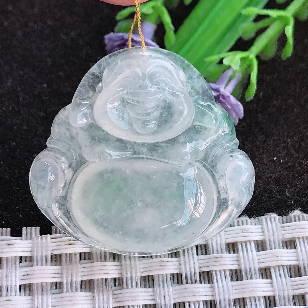 天然a货翡翠29.3/31.5/6老坑冰种起胶佛公吊坠翡翠玉佛挂件