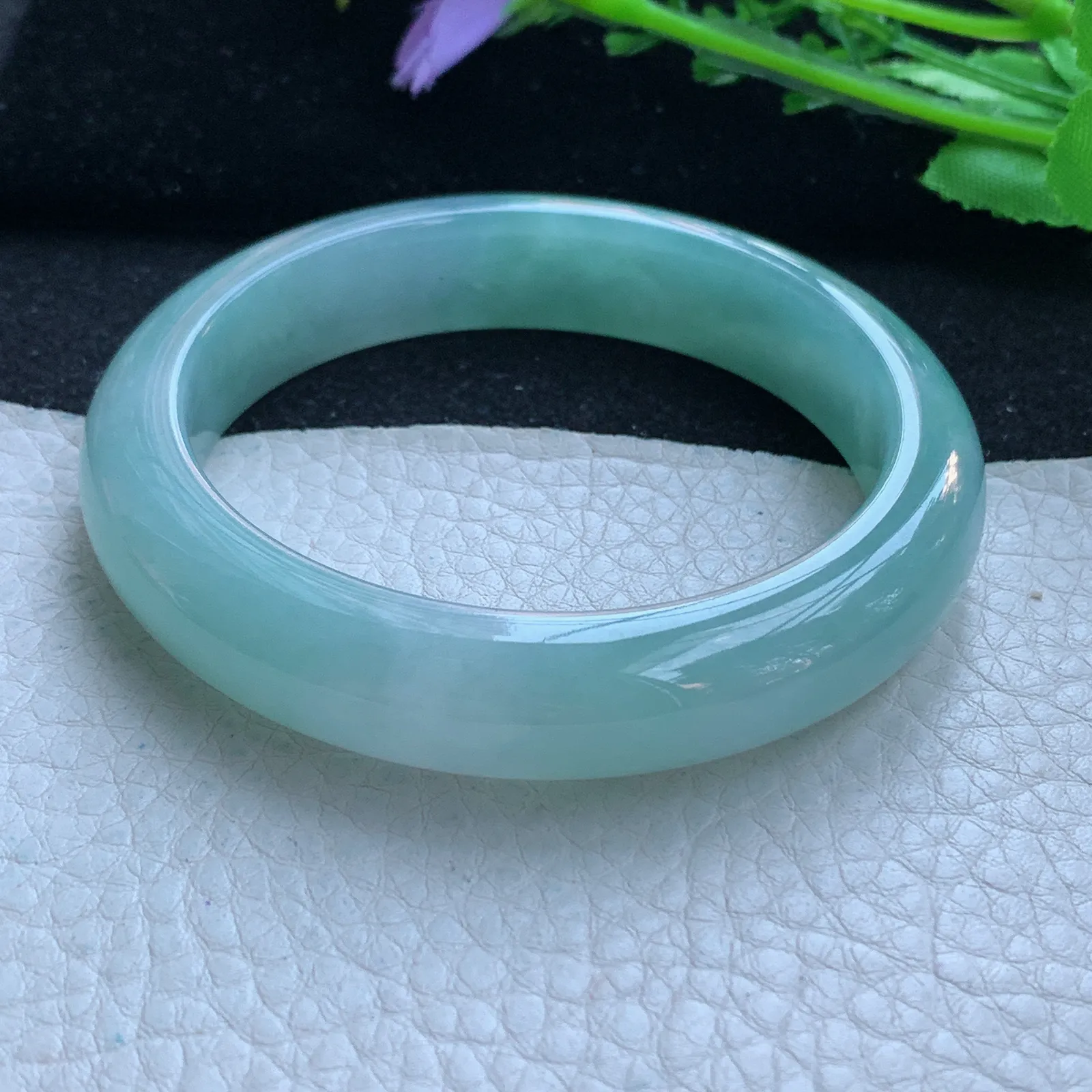 hf自然光57*12.8*9平安镯 缅甸翡翠a货玉手镯冰晴厚装宽边珠宝玉手环