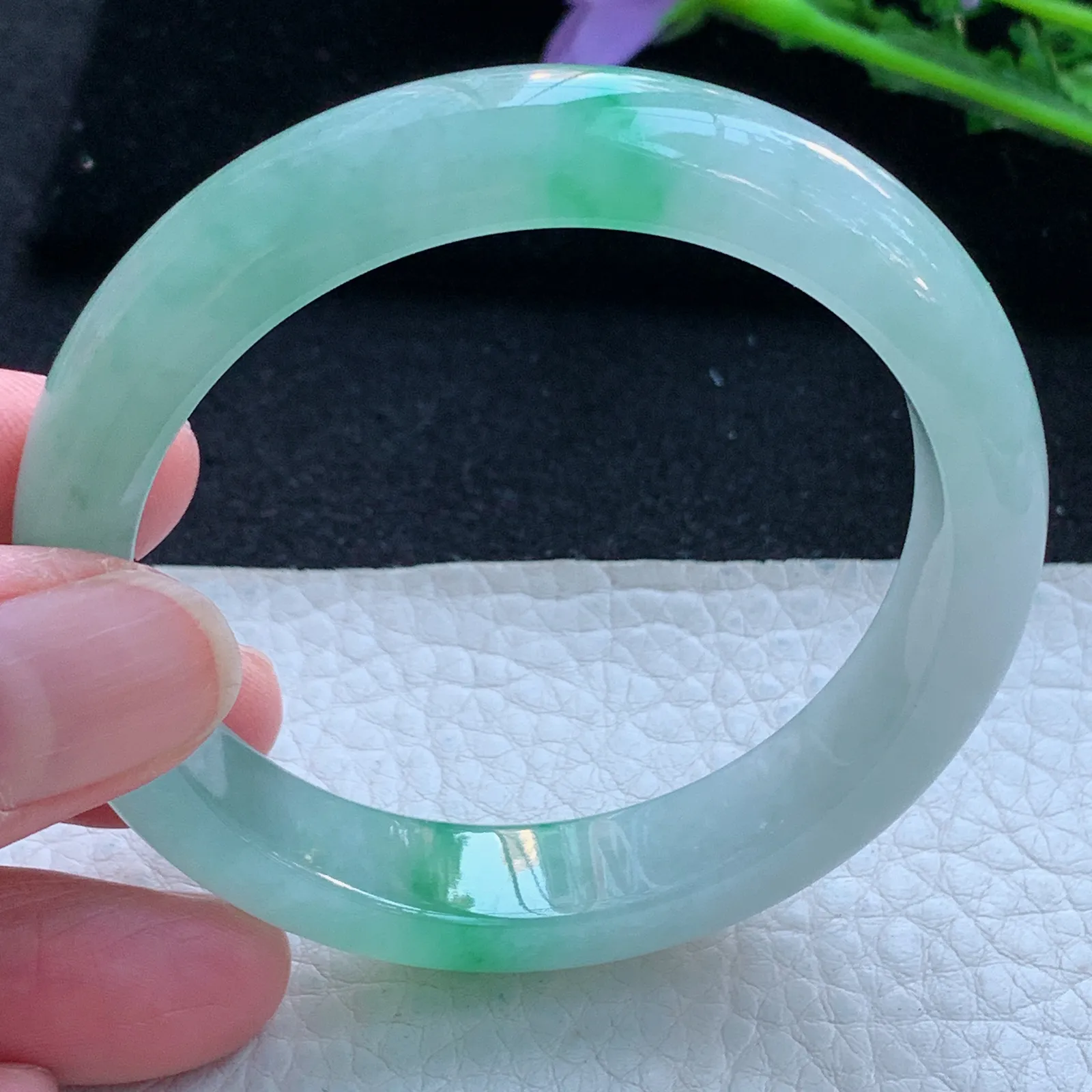 h小圈口52.5*11.6*7.5平安镯 缅甸翡翠a货玉手镯冰阳宽边玉手环