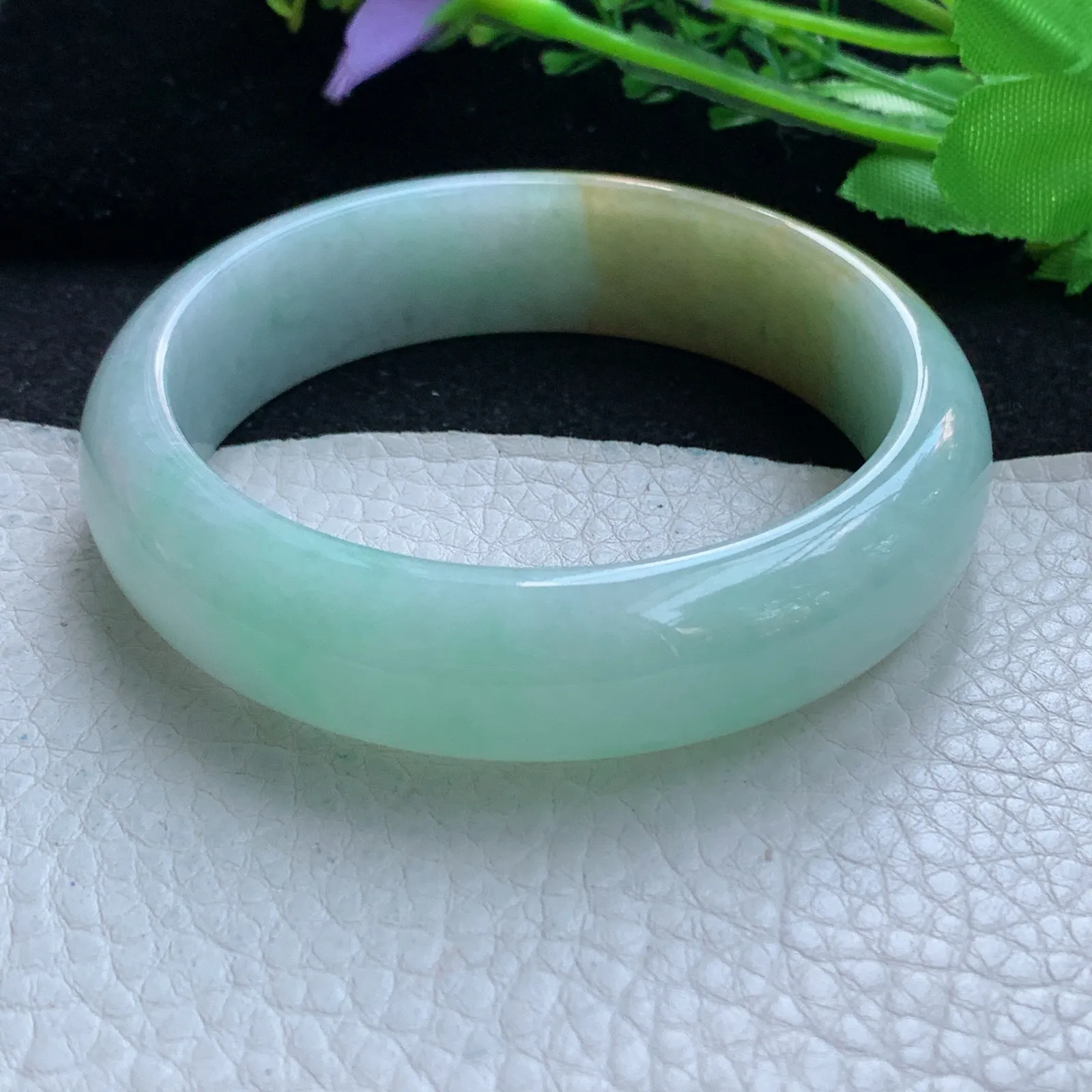 z大圈口60*16*8轮胎镯 缅甸翡翠a货玉手镯冰双彩大气宽边珠宝玉手环