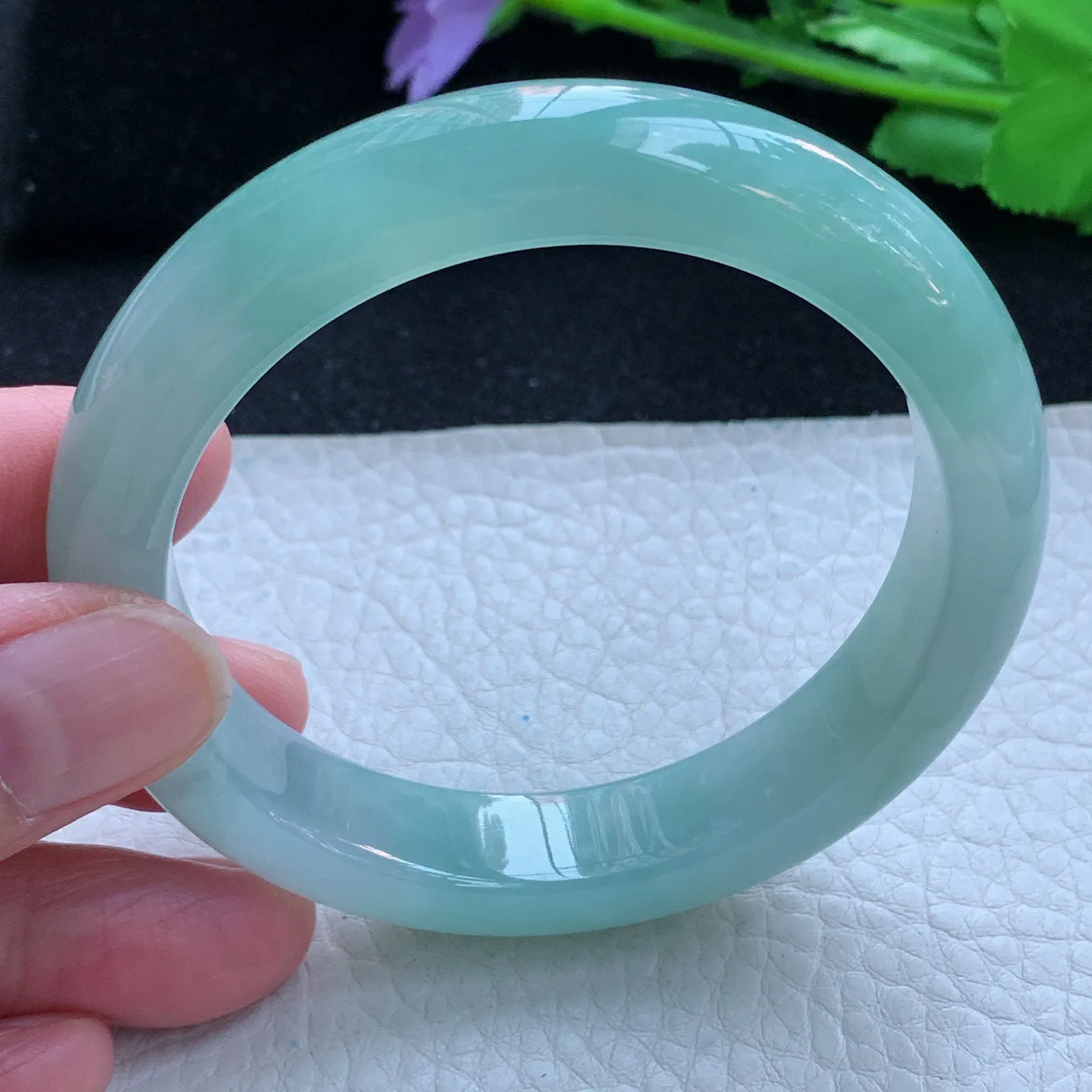 hf自然光57*12.8*9平安镯 缅甸翡翠a货玉手镯冰晴厚装宽边珠宝玉手环