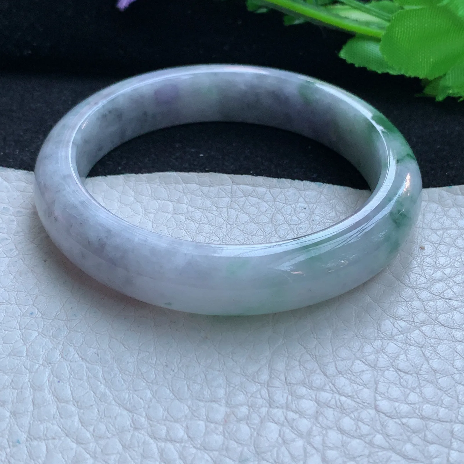 xc自然光57.8*12.8*8.3平安镯 缅甸翡翠a货玉手镯飘花宽边珠宝玉手环