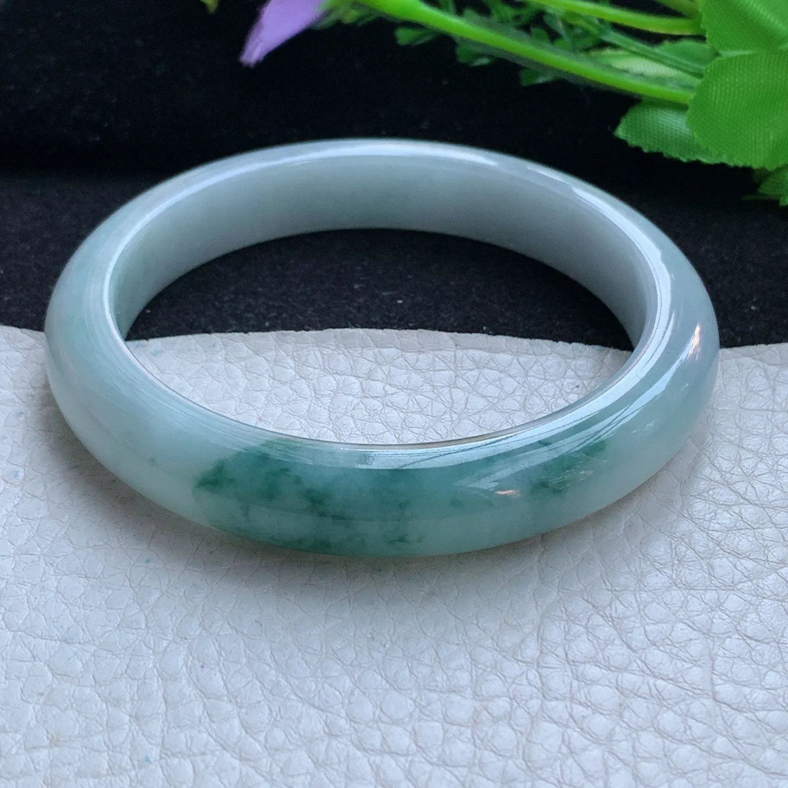 xc大圈口62*11.6*9平安镯 缅甸翡翠a货玉手镯飘花大气宽边珠宝玉手环