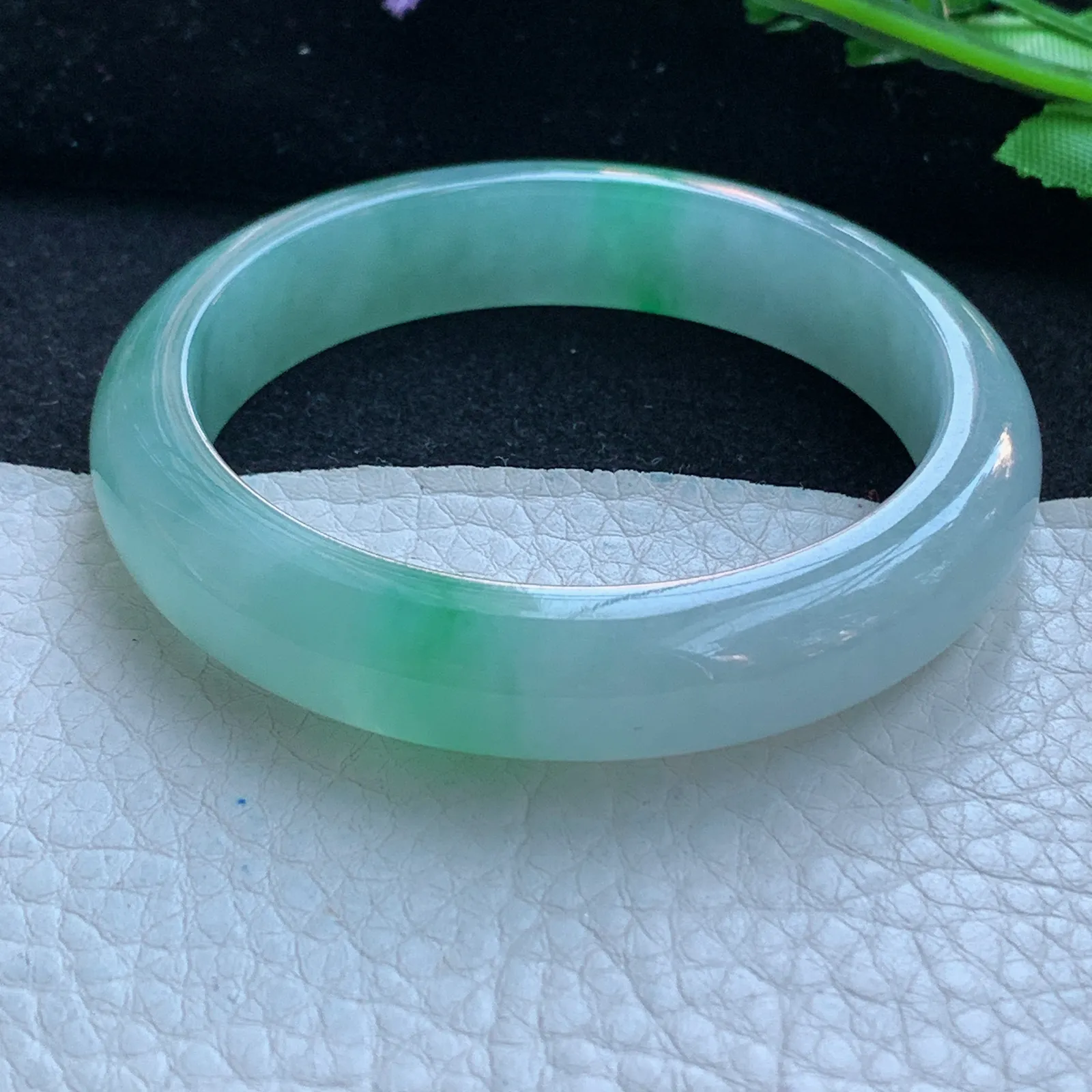 h小圈口52.5*11.6*7.5平安镯 缅甸翡翠a货玉手镯冰阳宽边玉手环