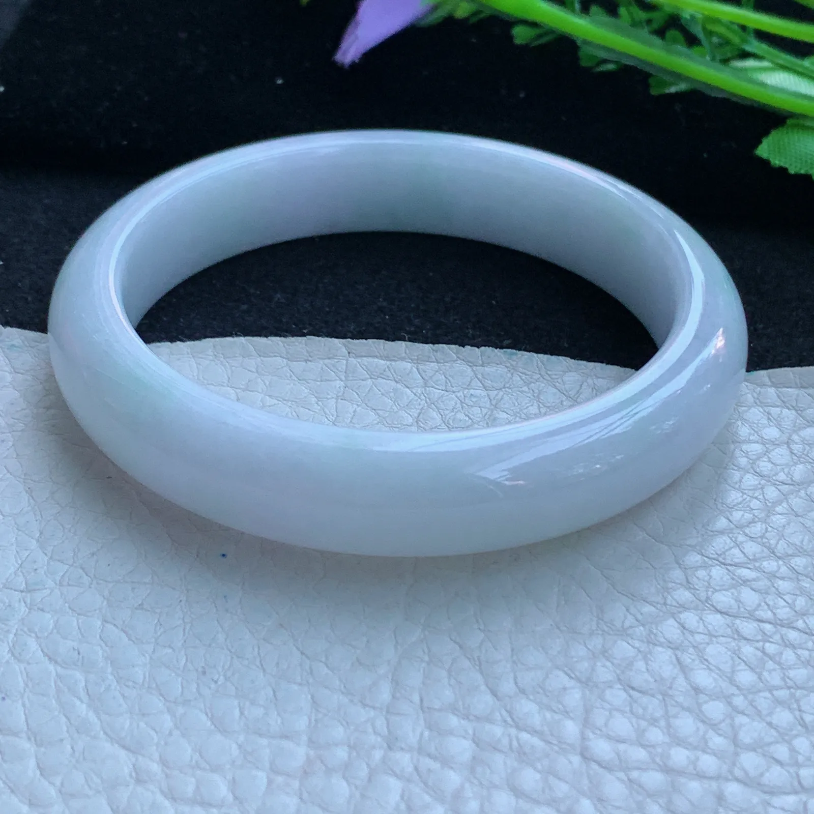 jx自然光57*12.2*8平安镯 缅甸翡翠a货玉手镯纯美宽边玉手环