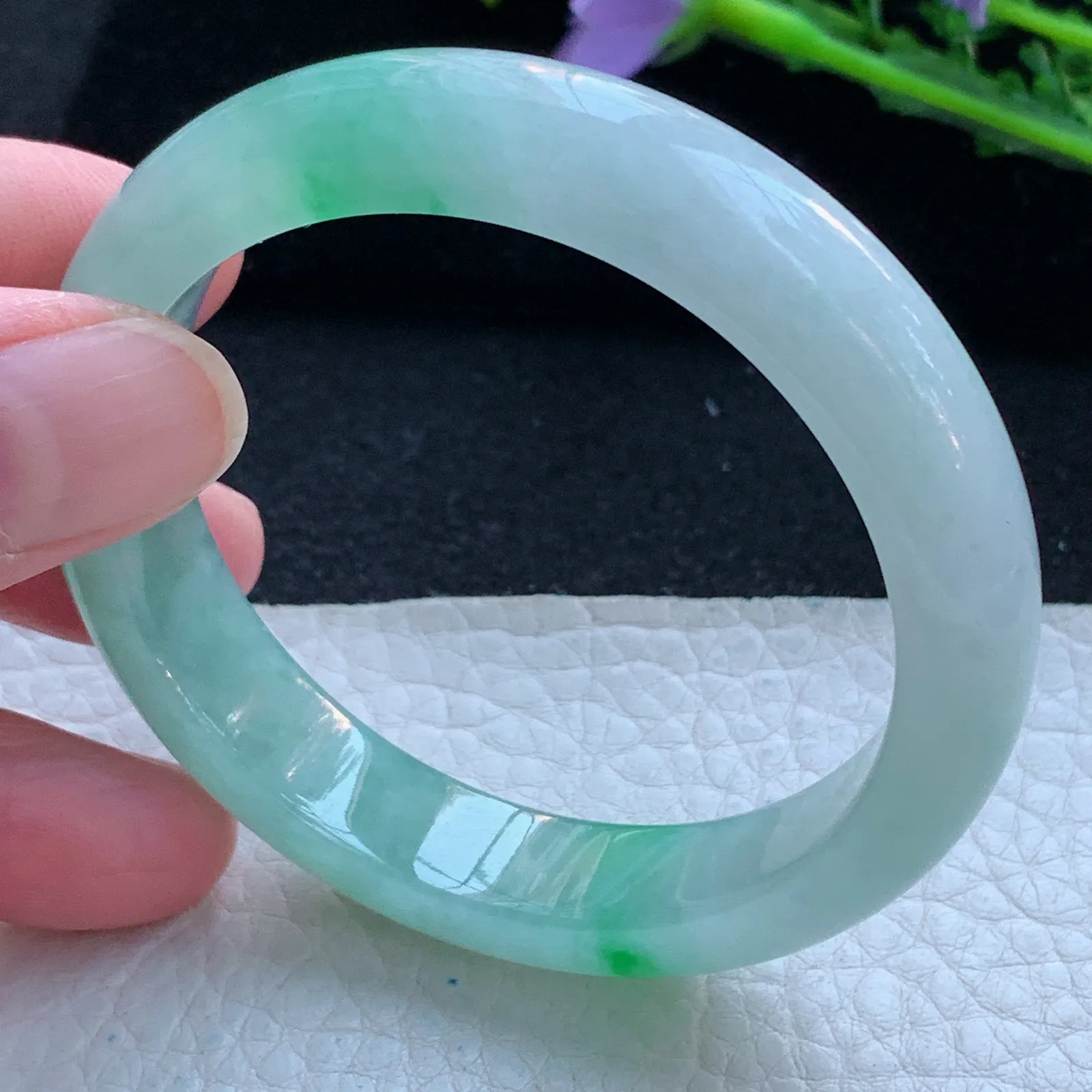 h小圈口52.5*11.6*7.5平安镯 缅甸翡翠a货玉手镯冰阳宽边玉手环