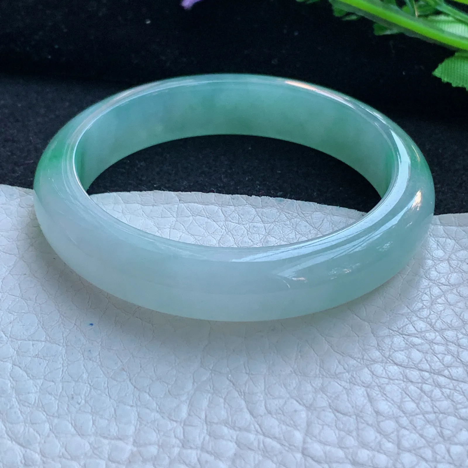 h小圈口52.5*11.6*7.5平安镯 缅甸翡翠a货玉手镯冰阳宽边玉手环