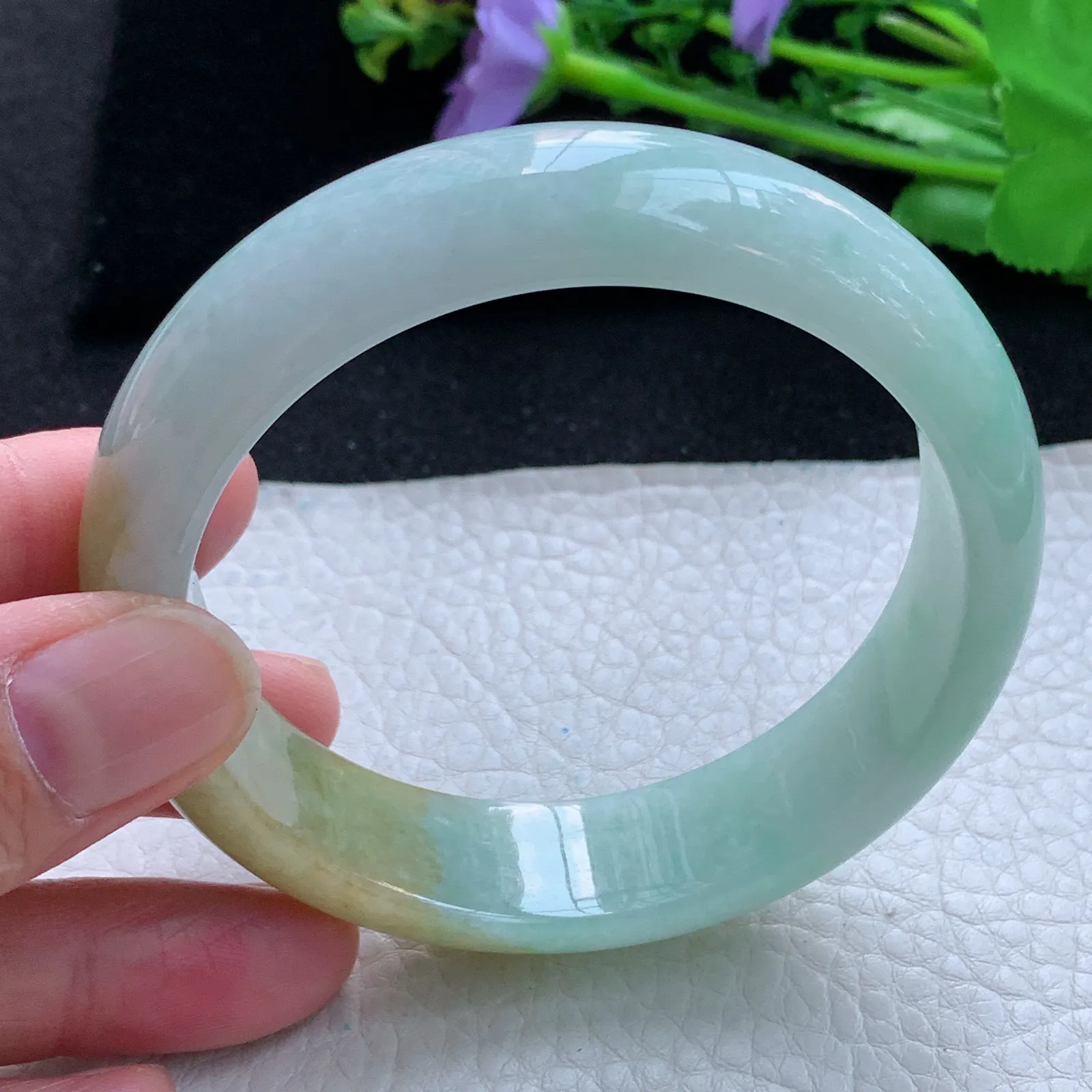 z大圈口60*16*8轮胎镯 缅甸翡翠a货玉手镯冰双彩大气宽边珠宝玉手环
