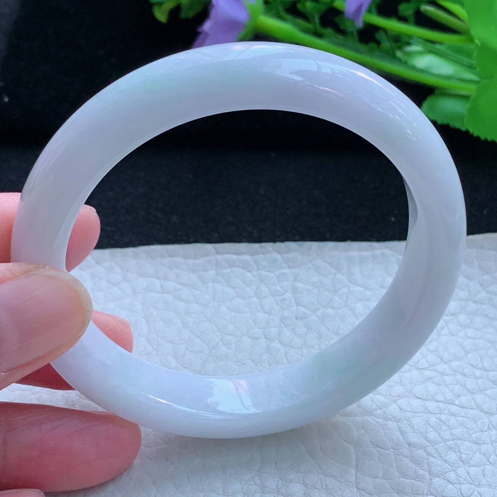 jx自然光57*12.2*8平安镯 缅甸翡翠a货玉手镯纯美宽边玉手环