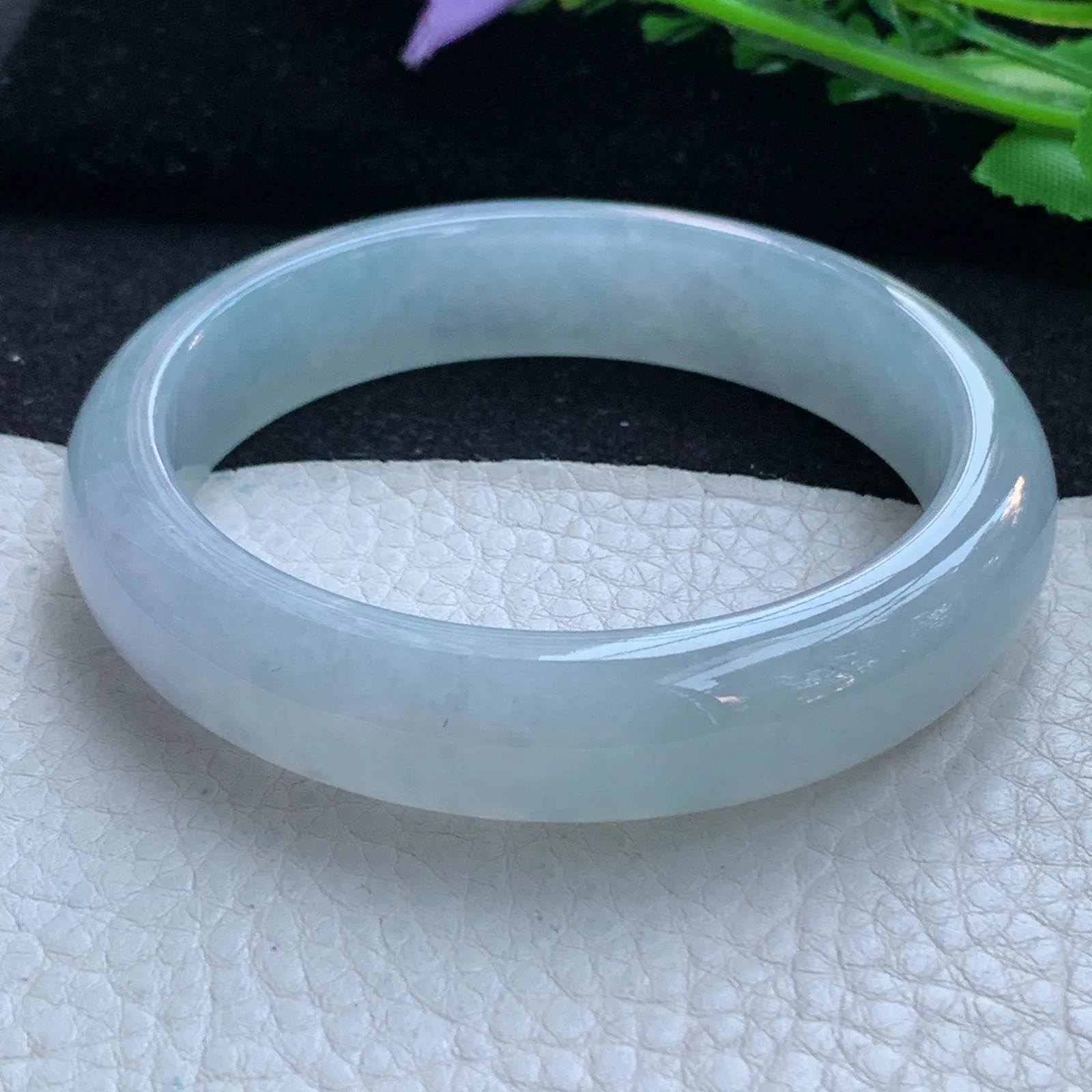 js自然光58*13.5*8.3平安镯 缅甸翡翠a货玉手镯冰纯宽边珠宝玉手环