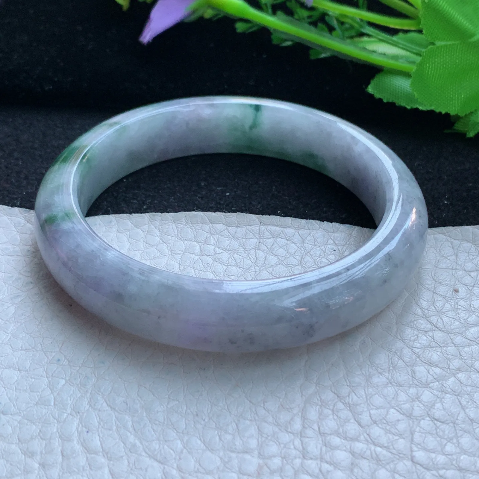 xc自然光57.8*12.8*8.3平安镯 缅甸翡翠a货玉手镯飘花宽边珠宝玉手环