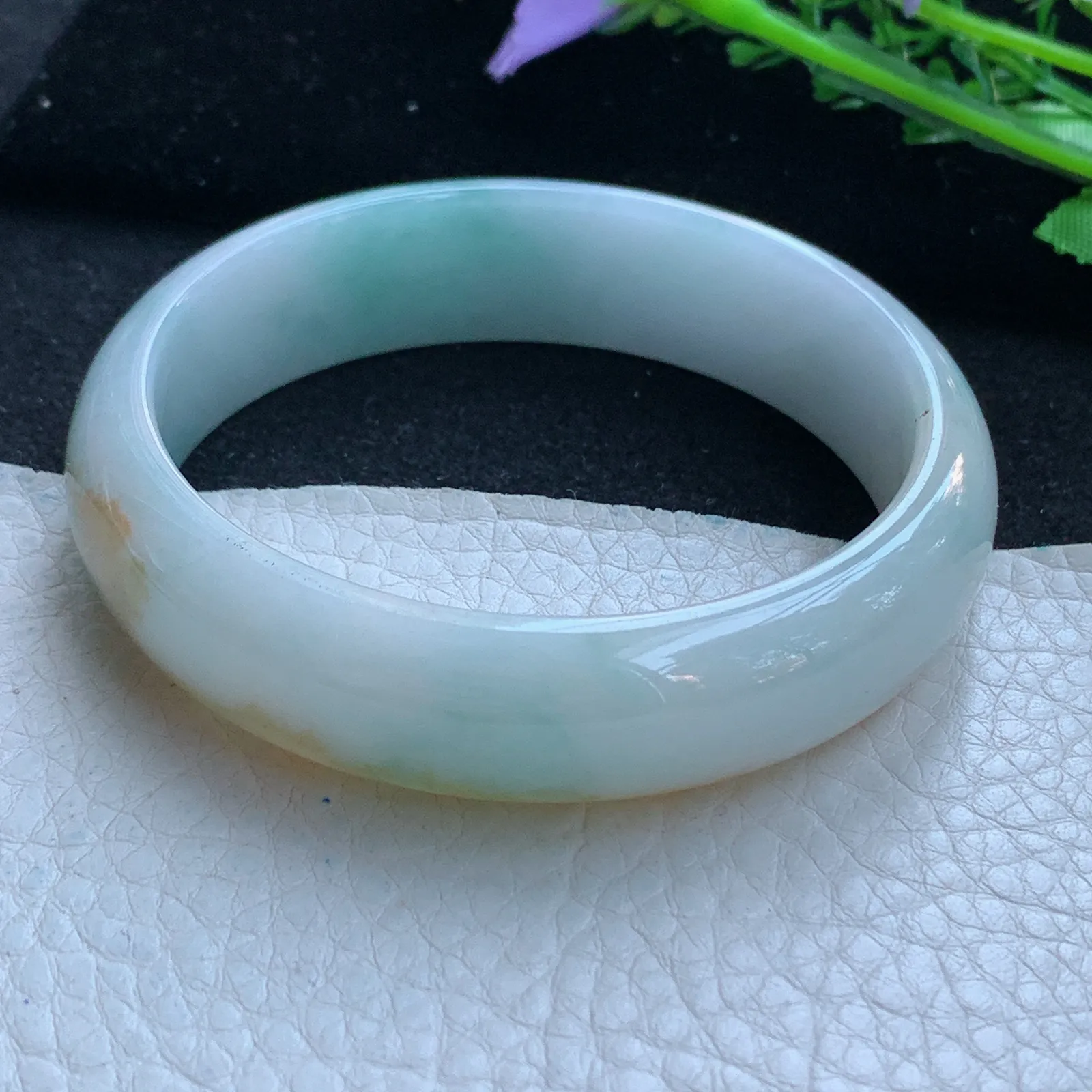 h自然光58*15.2*7轮胎镯 缅甸翡翠a货玉手镯冰三彩宽边玉手环