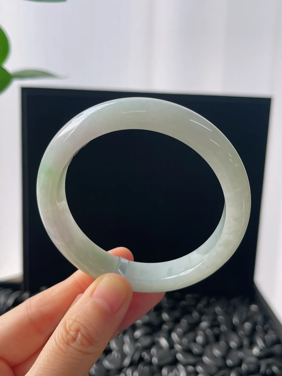 正圈55.4圈口，翡翠冰糯种飘花手镯