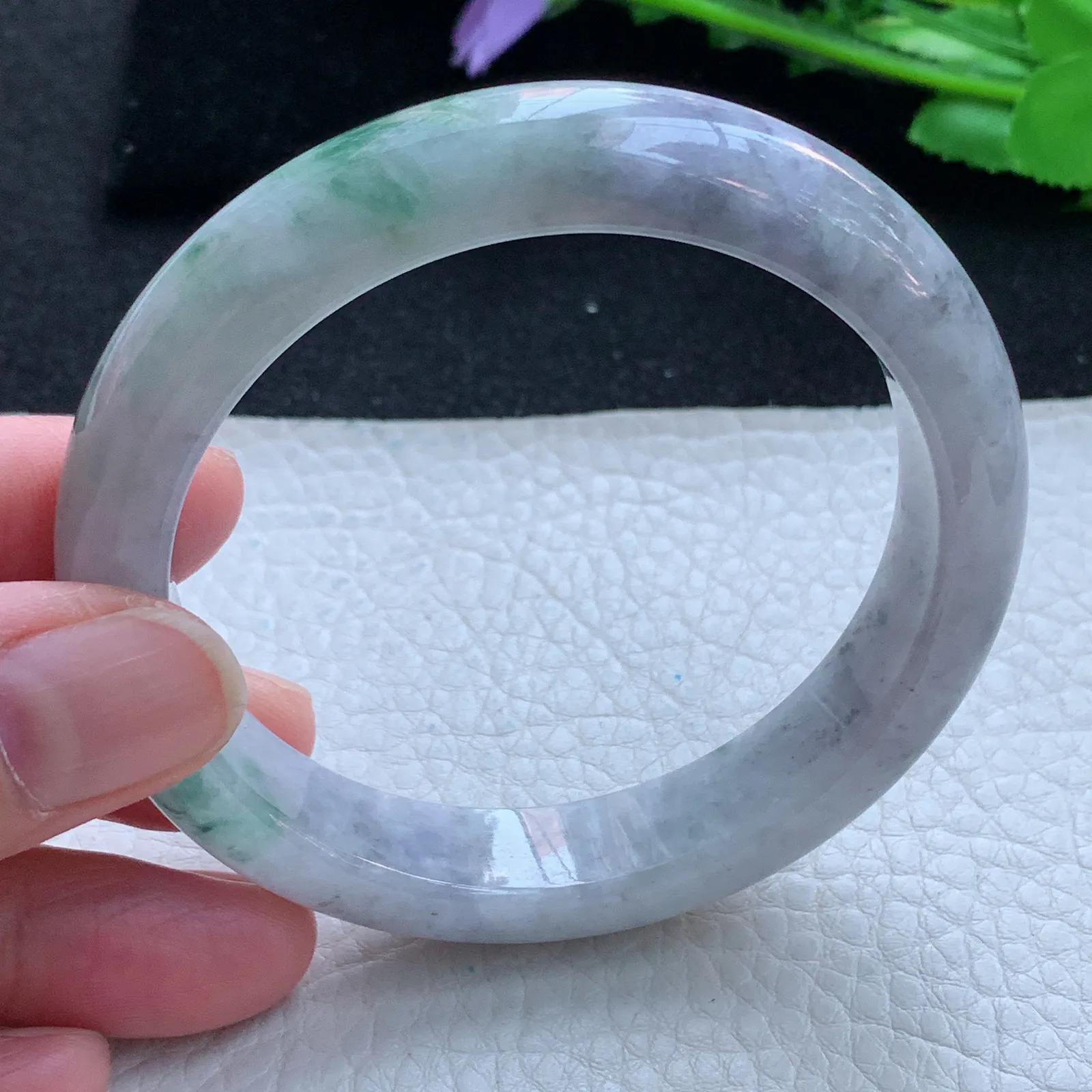 xc自然光57.8*12.8*8.3平安镯 缅甸翡翠a货玉手镯飘花宽边珠宝玉手环