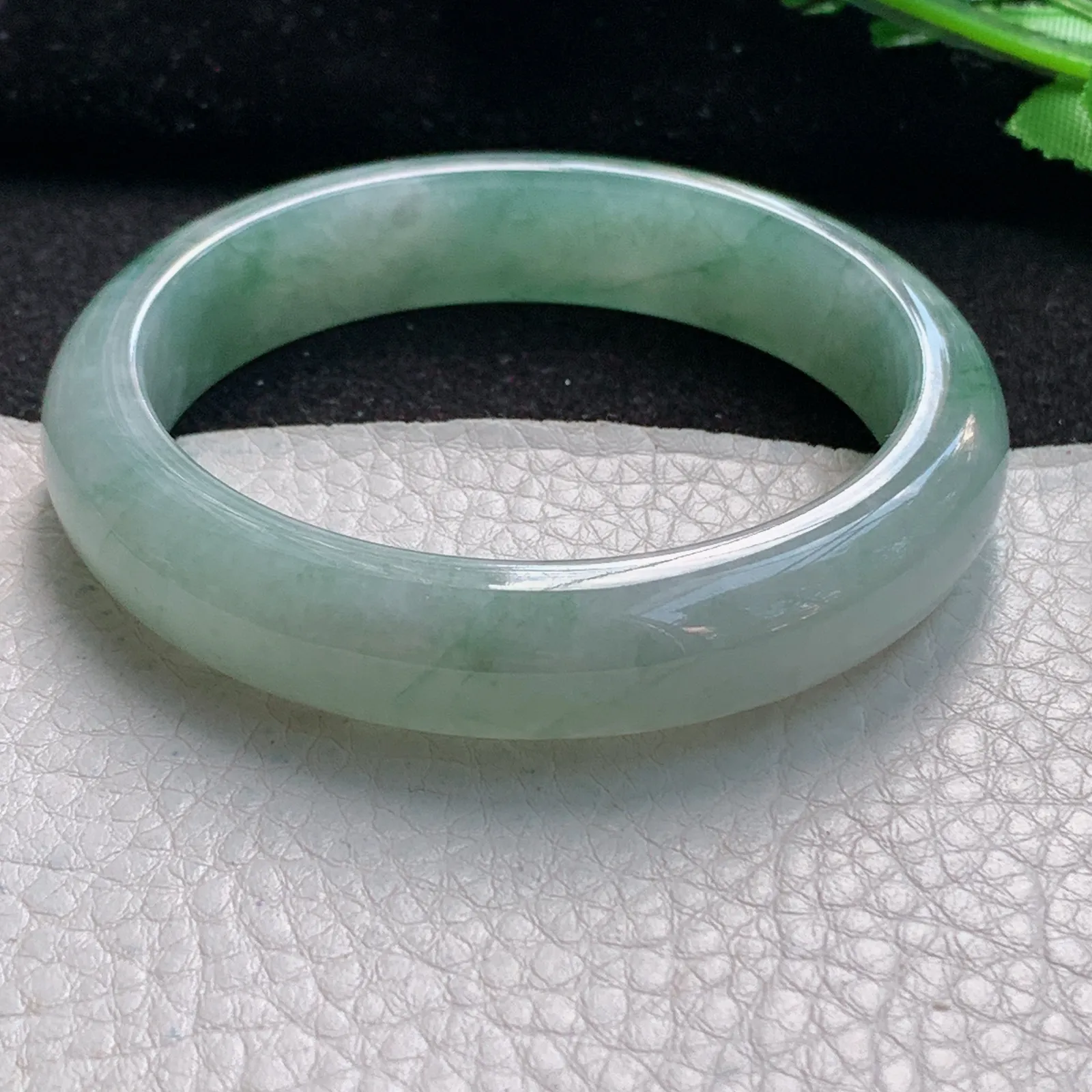 z自然光56.5*12.6*8平安镯 缅甸翡翠a货玉手镯冰胶清新宽边珠宝玉手环