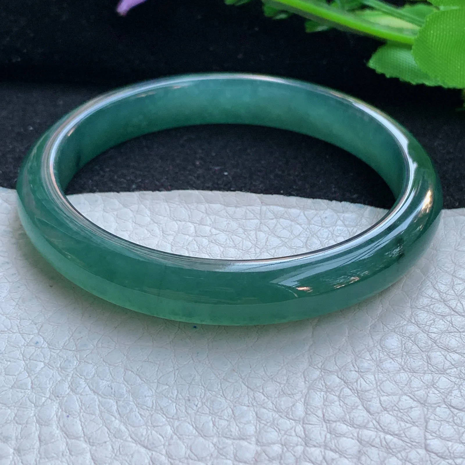 mq自然光59*10*7.3平安镯 翡翠a货玉手镯冰润蓝韵宽边珠宝玉手环