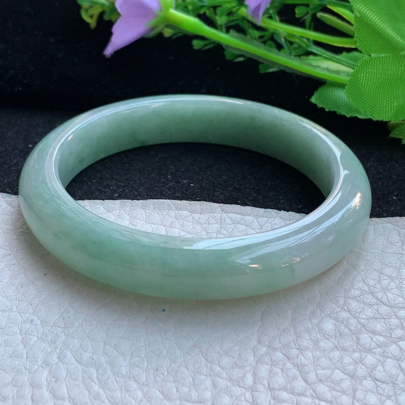 n自然光57.5*11.8*8.5平安镯 缅甸翡翠a货玉手镯清新宽边珠宝玉手环