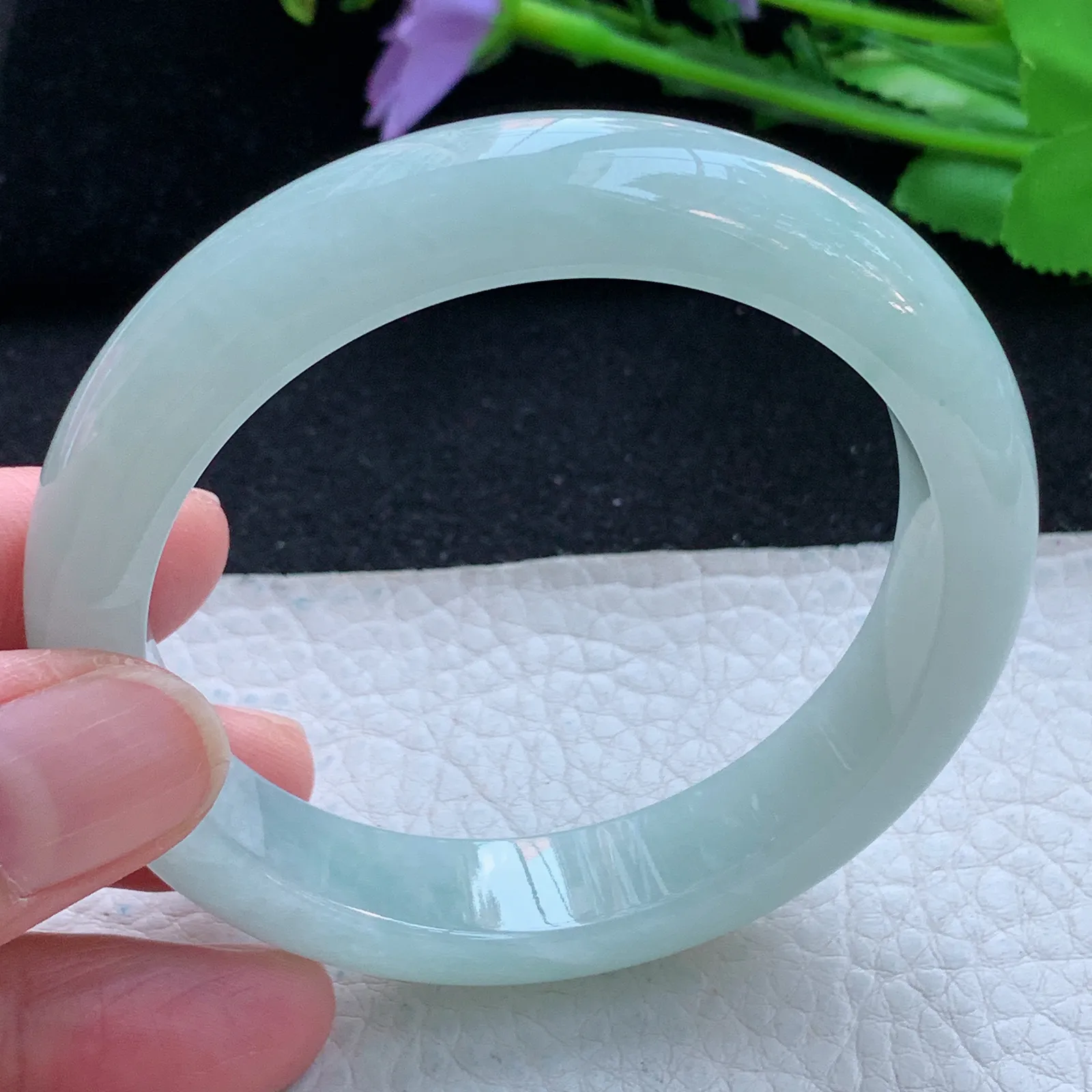 xc自然光55.5*12.3*8.3平安镯 缅甸翡翠a货玉手镯晴美宽边珠宝玉手环