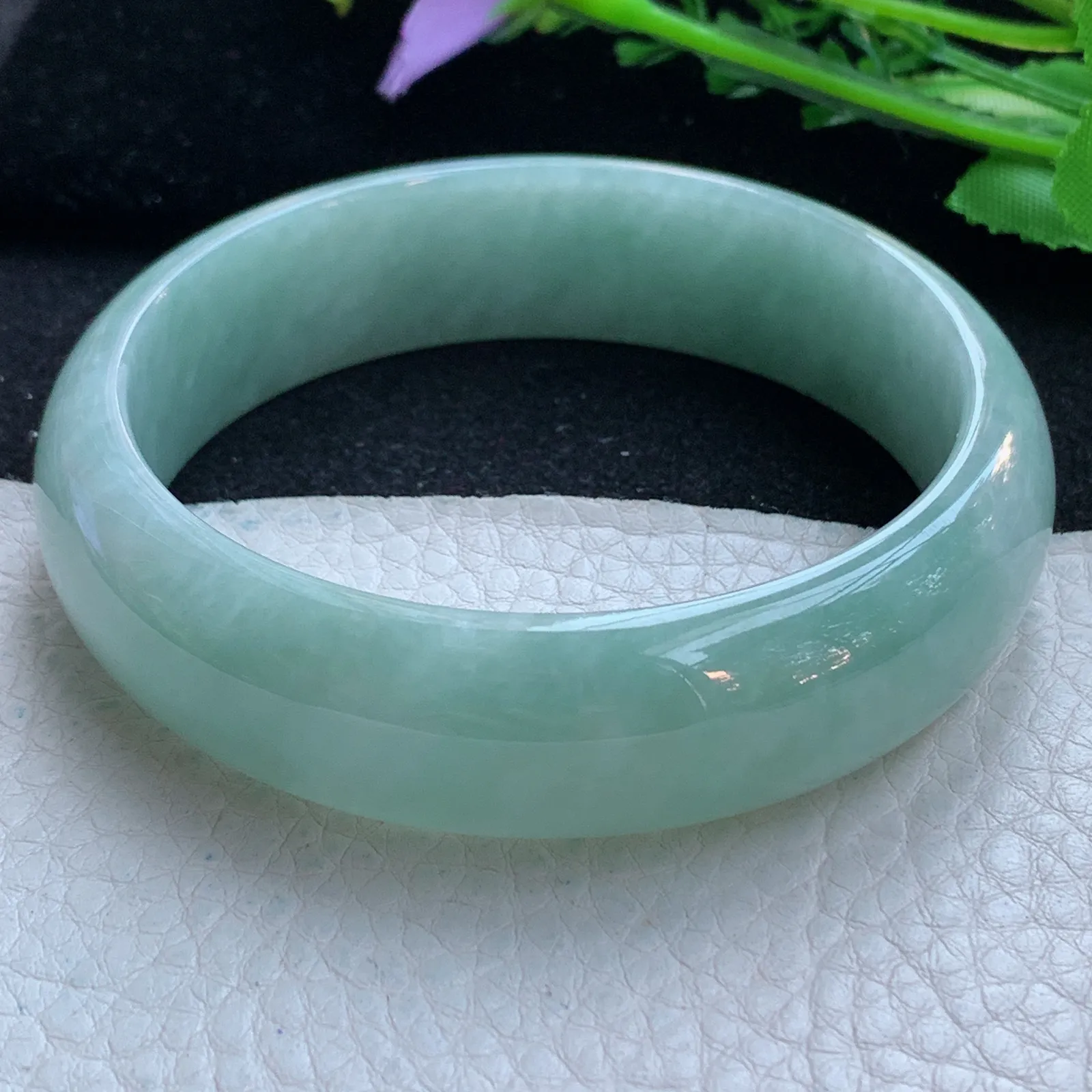 js大圈口62*17.3*7.3轮胎镯 缅甸翡翠a货玉手镯满色大气宽边珠宝玉手环