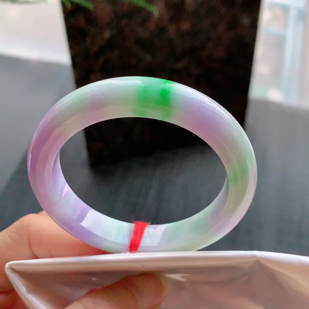 正圈冰糯春彩 无瑕 尺寸:49.9/10.4/8.3 超美 小圈口