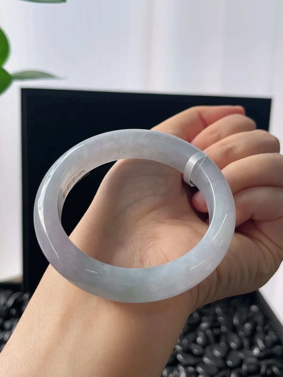 正圈53.8圈口，翡翠糯化种春带彩手镯