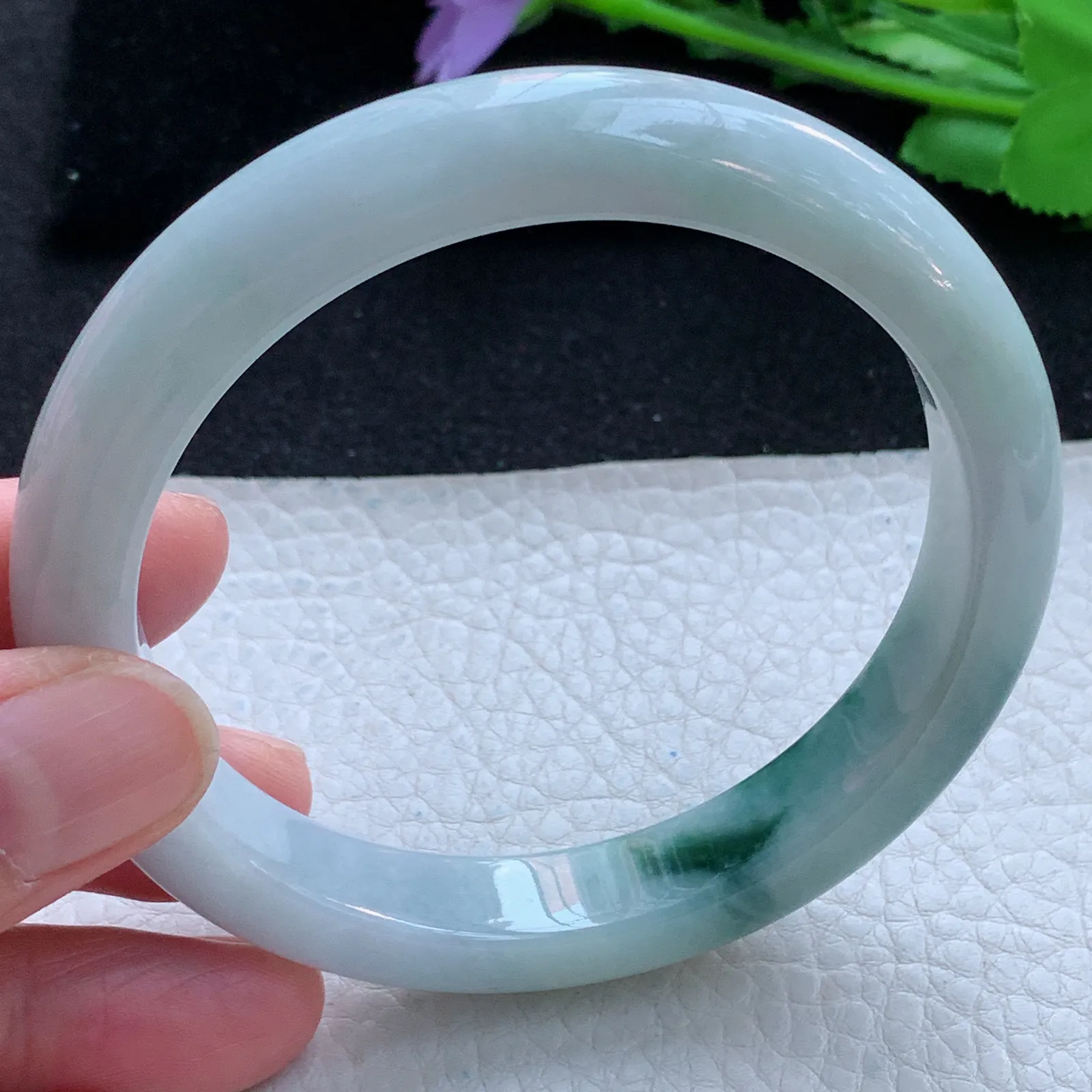 xc大圈口62*11.6*9平安镯 缅甸翡翠a货玉手镯飘花大气宽边珠宝玉手环