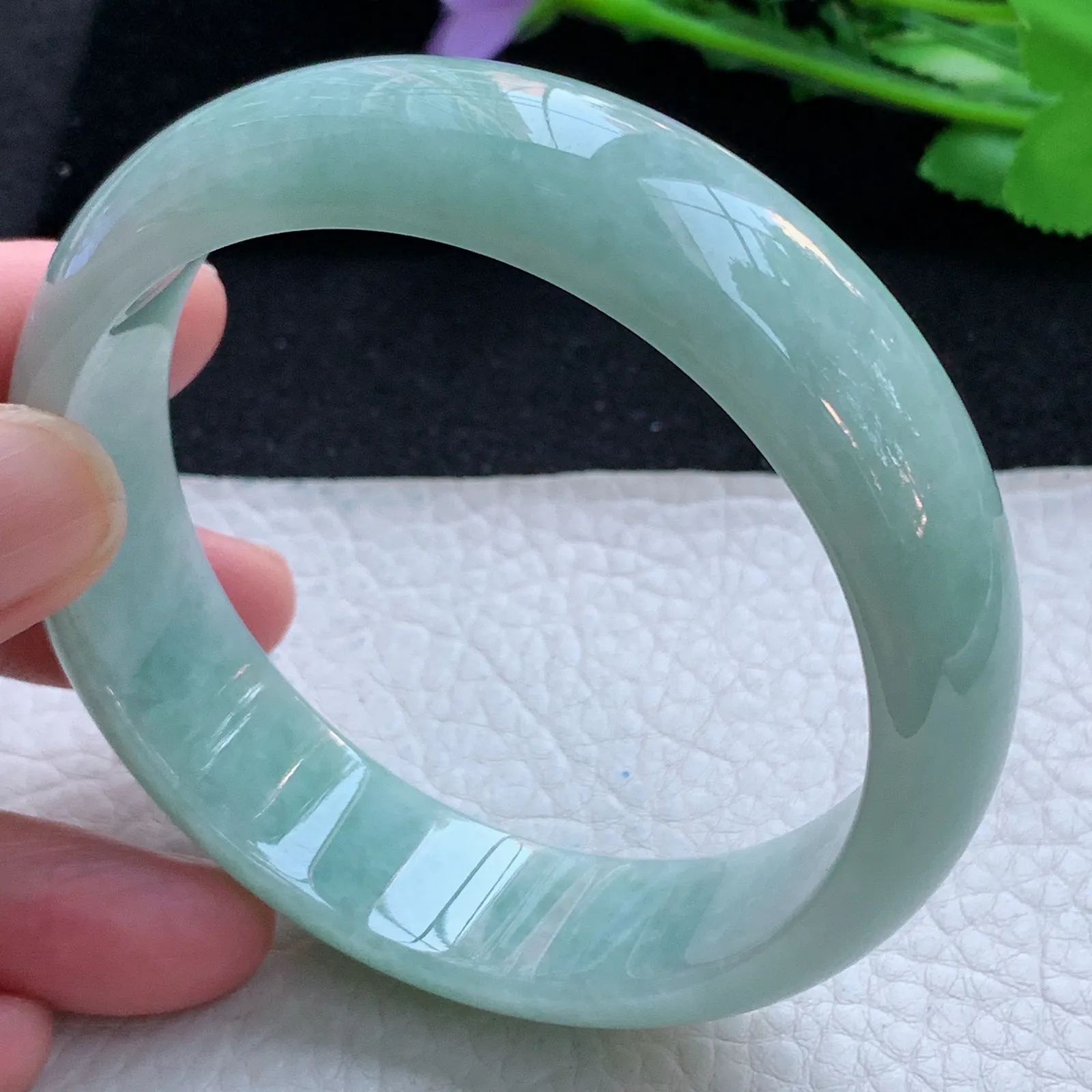 js大圈口62*17.3*7.3轮胎镯 缅甸翡翠a货玉手镯满色大气宽边珠宝玉手环