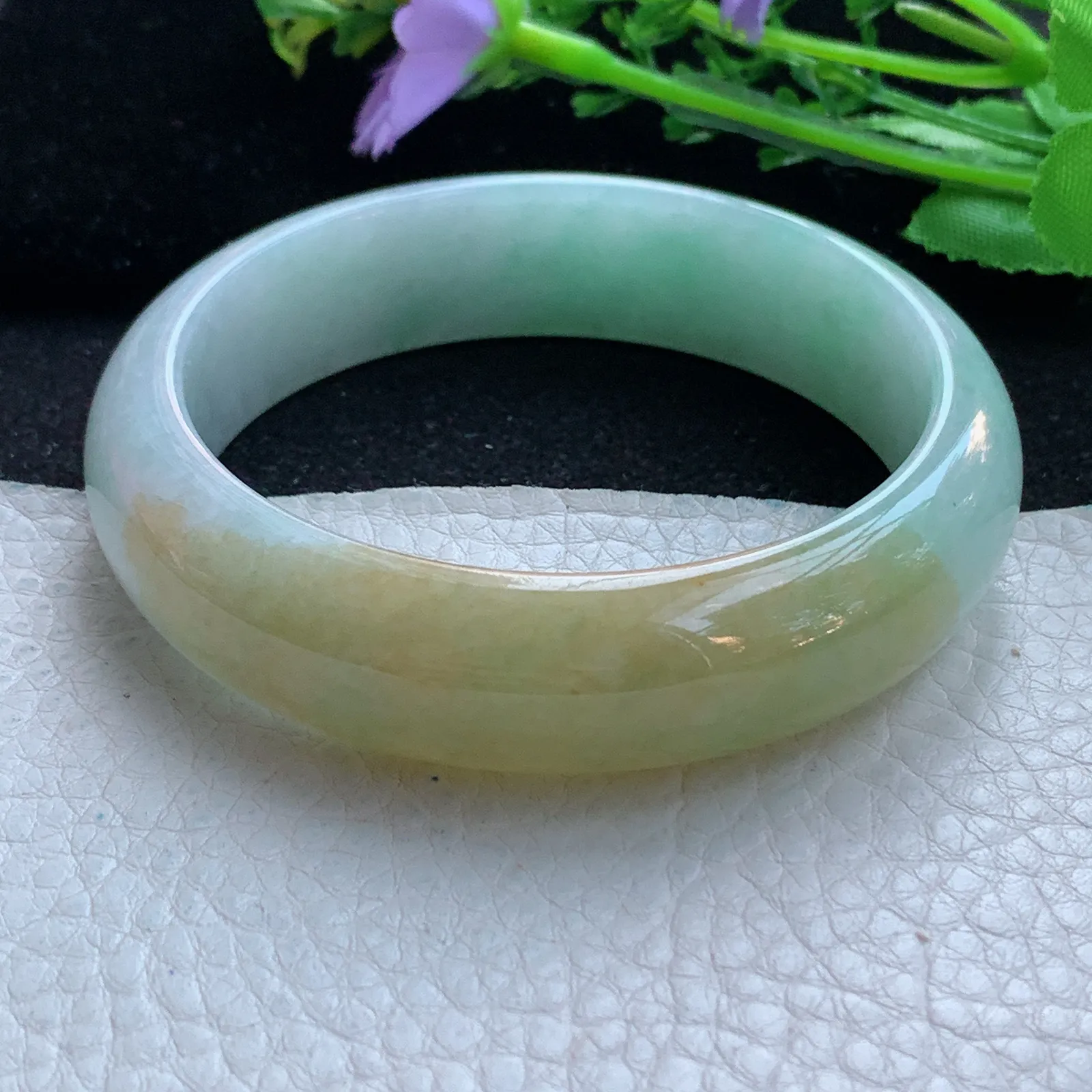 z大圈口60*16*8轮胎镯 缅甸翡翠a货玉手镯冰双彩大气宽边珠宝玉手环