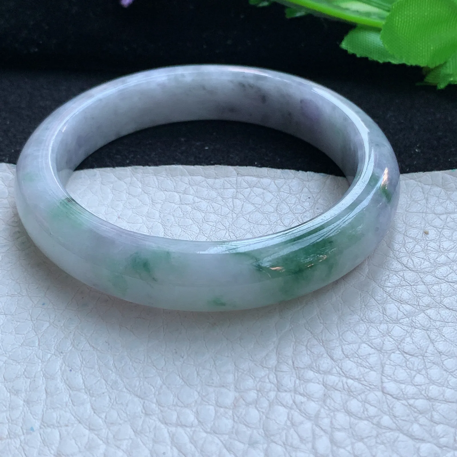 xc自然光57.8*12.8*8.3平安镯 缅甸翡翠a货玉手镯飘花宽边珠宝玉手环