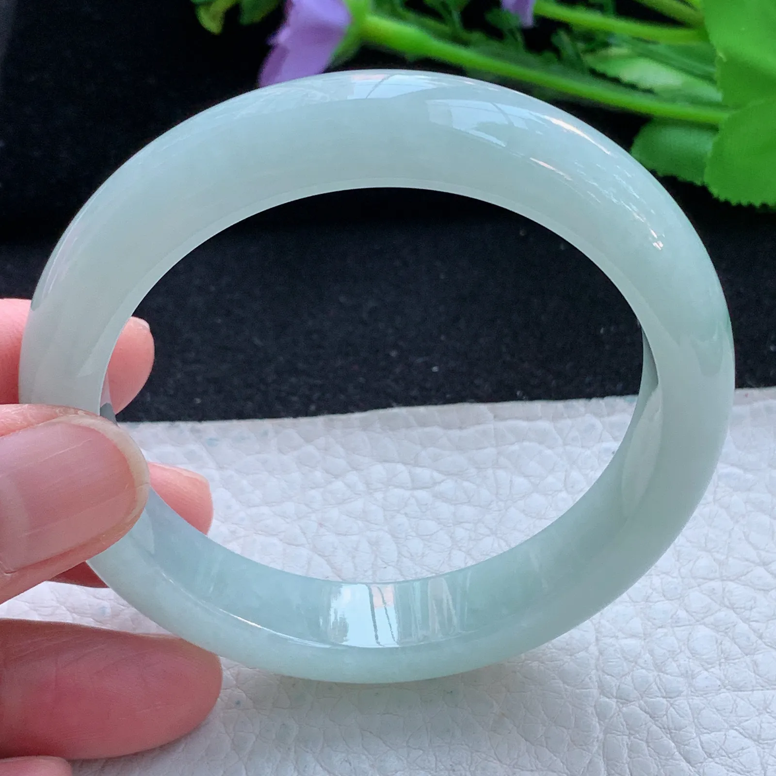 xc自然光55.5*12.3*8.3平安镯 缅甸翡翠a货玉手镯晴美宽边珠宝玉手环