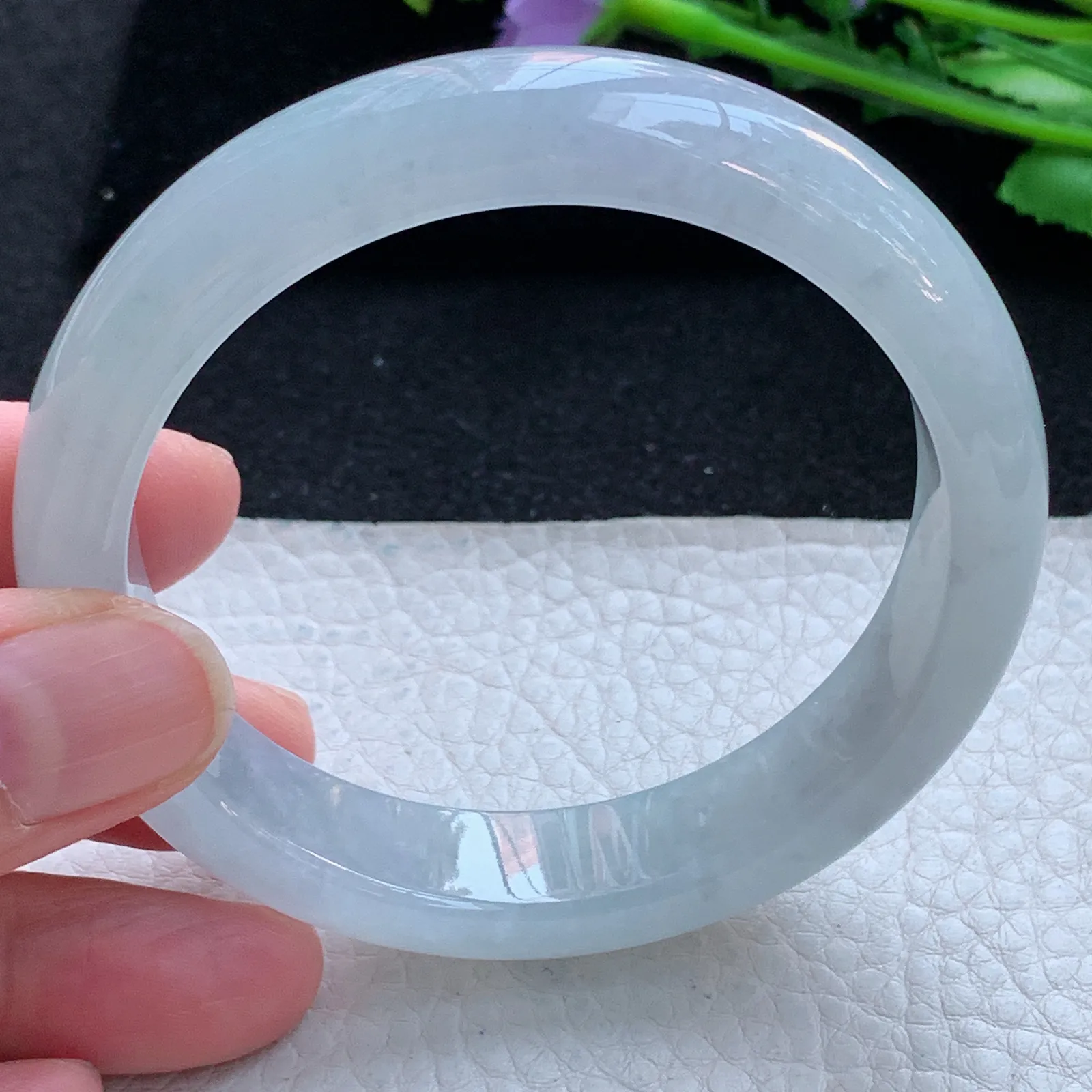 js自然光58*13.5*8.3平安镯 缅甸翡翠a货玉手镯冰纯宽边珠宝玉手环