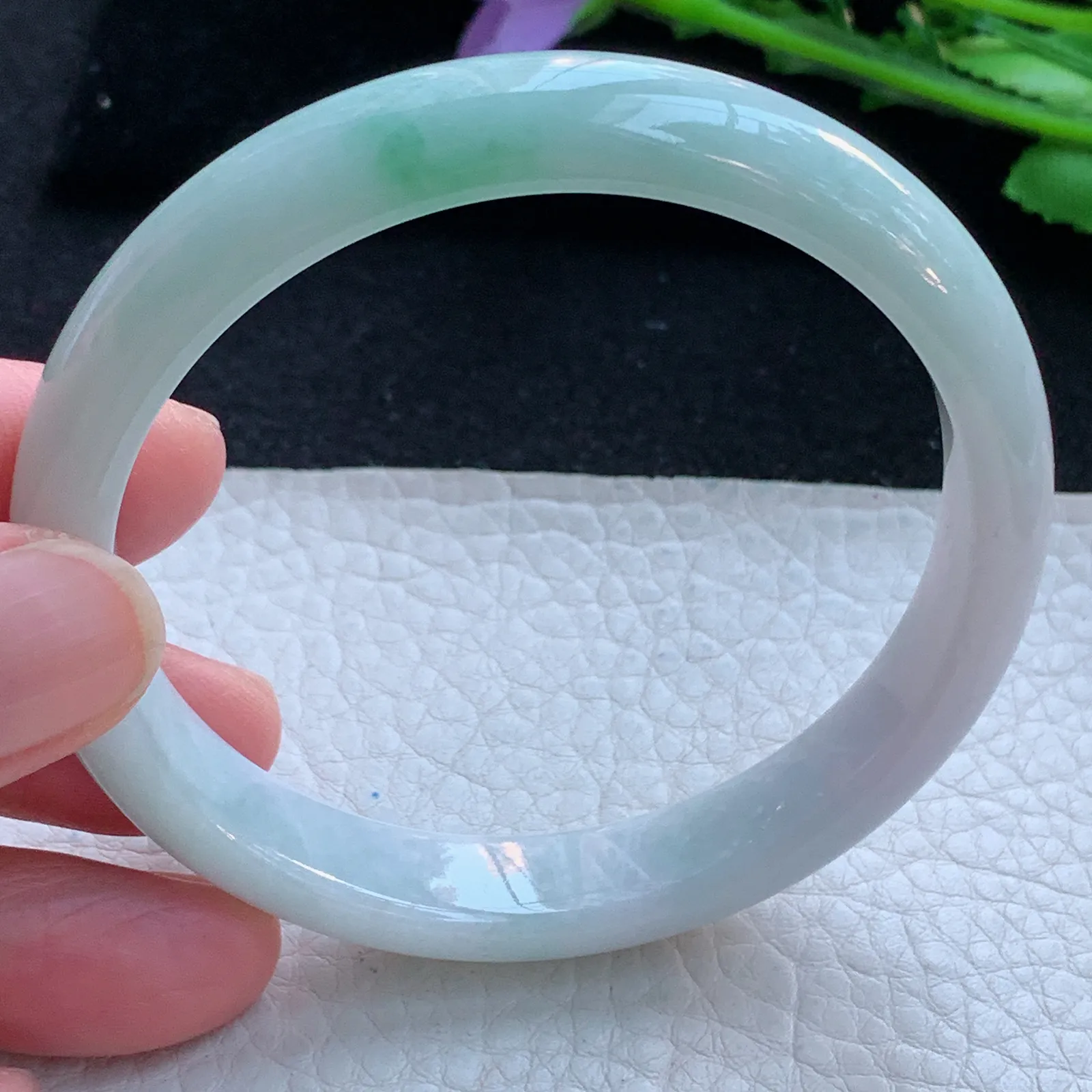 xx自然光58*11*7平安镯 缅甸翡翠a货玉手镯飘花秀气宽边玉手环