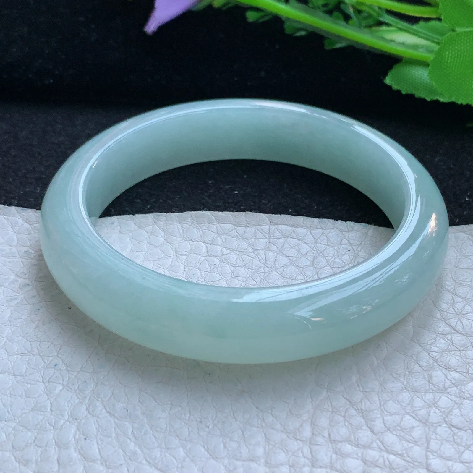 xc自然光55.5*12.3*8.3平安镯 缅甸翡翠a货玉手镯晴美宽边珠宝玉手环