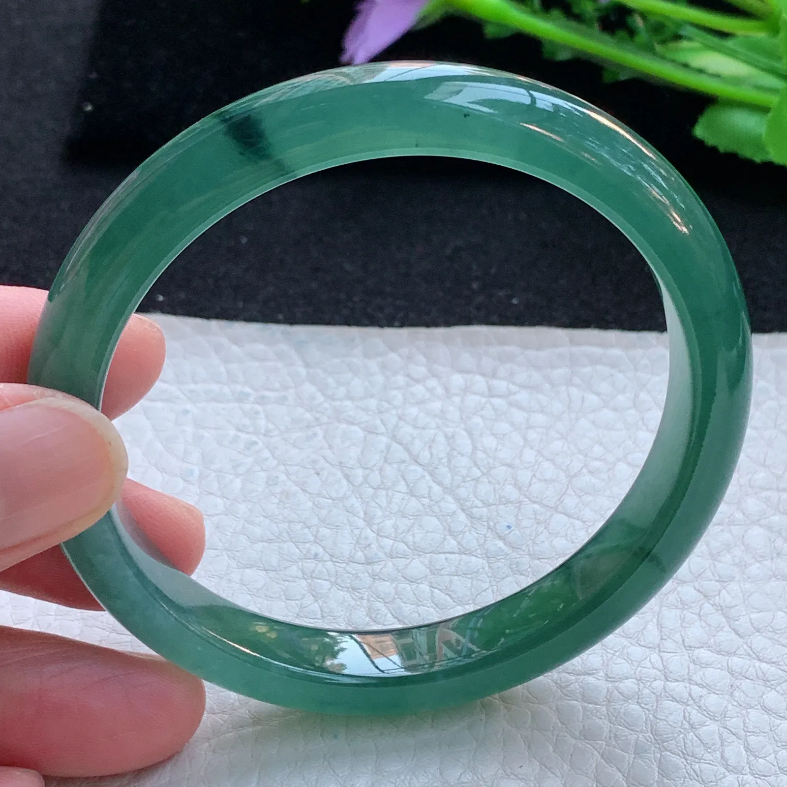 mq自然光59*10*7.3平安镯 翡翠a货玉手镯冰润蓝韵宽边珠宝玉手环