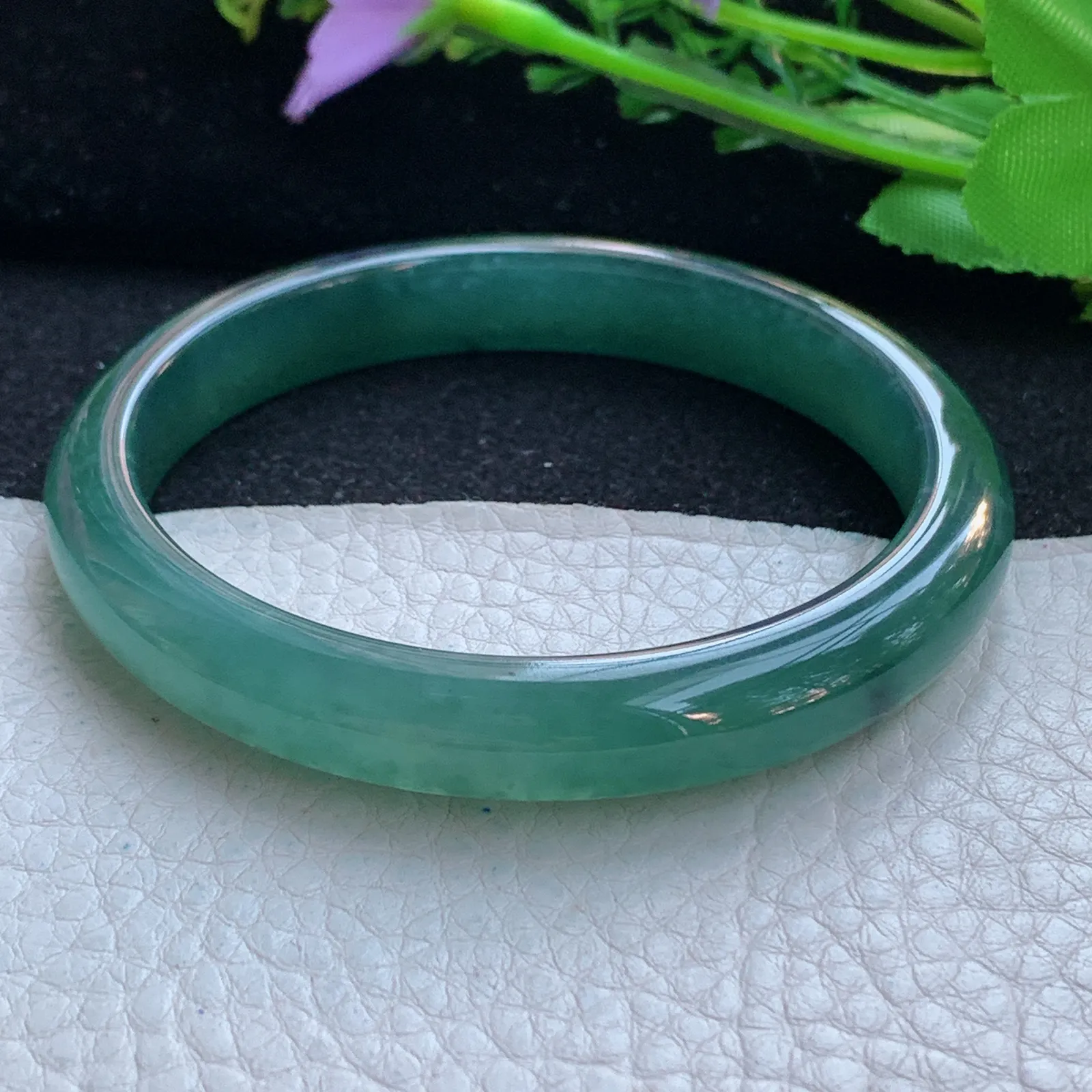 mq自然光59*10*7.3平安镯 翡翠a货玉手镯冰润蓝韵宽边珠宝玉手环