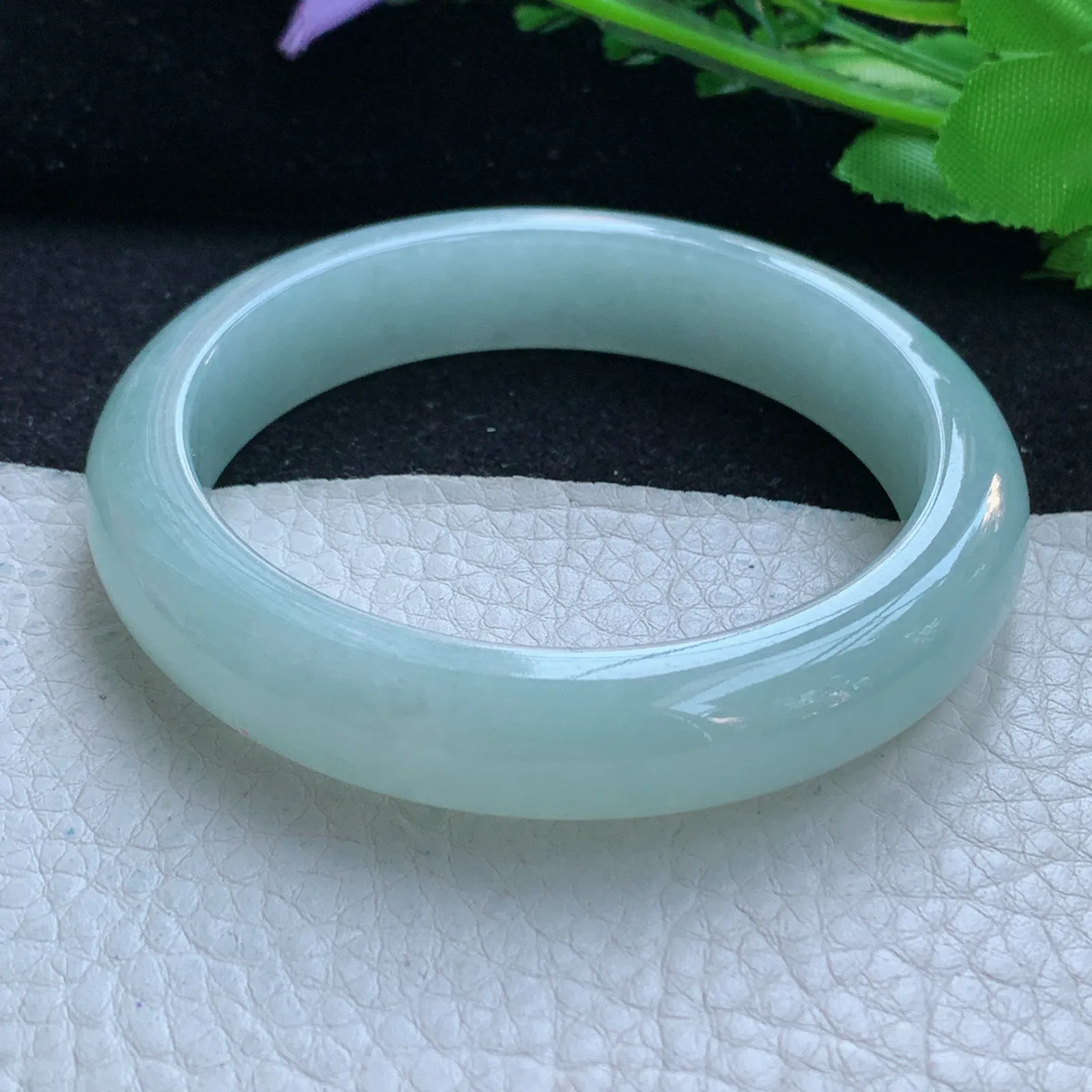 xc自然光55.5*12.3*8.3平安镯 缅甸翡翠a货玉手镯晴美宽边珠宝玉手环