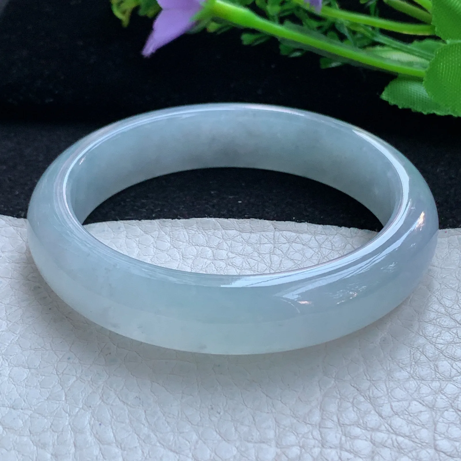 js自然光58*13.5*8.3平安镯 缅甸翡翠a货玉手镯冰纯宽边珠宝玉手环