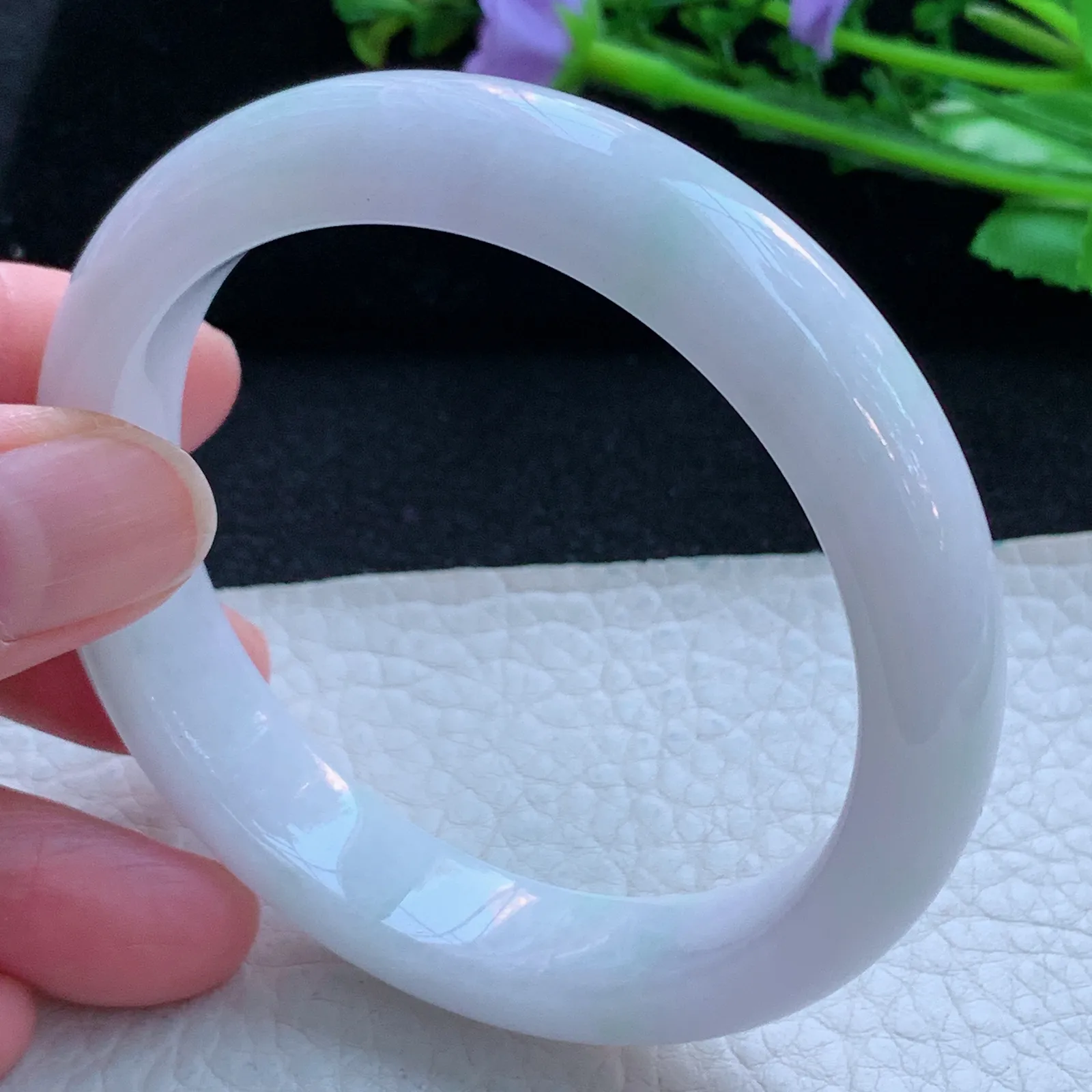 jx自然光57*12.2*8平安镯 缅甸翡翠a货玉手镯纯美宽边玉手环