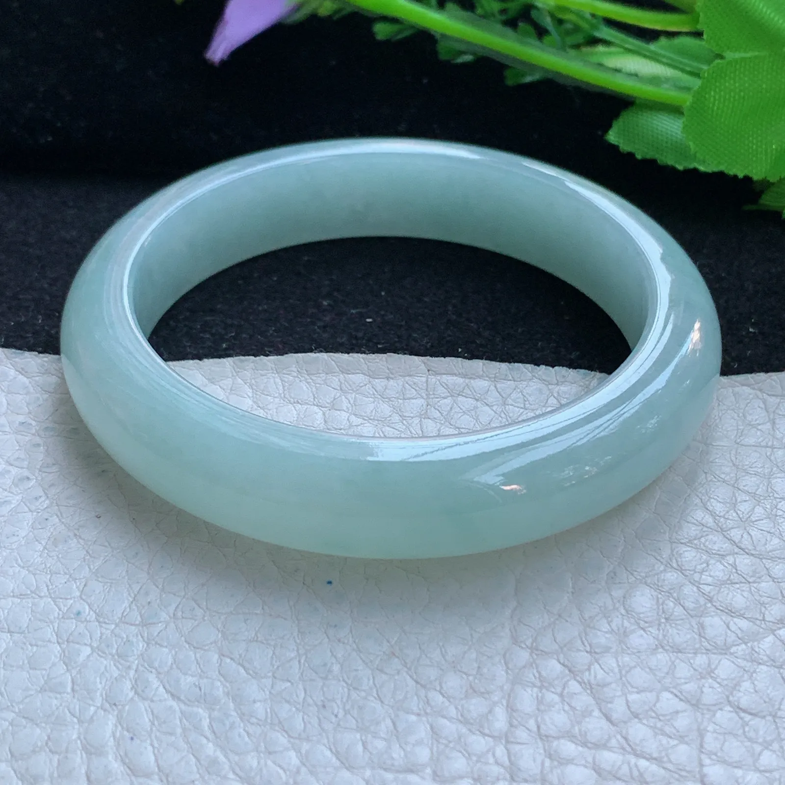 xc自然光55.5*12.3*8.3平安镯 缅甸翡翠a货玉手镯晴美宽边珠宝玉手环