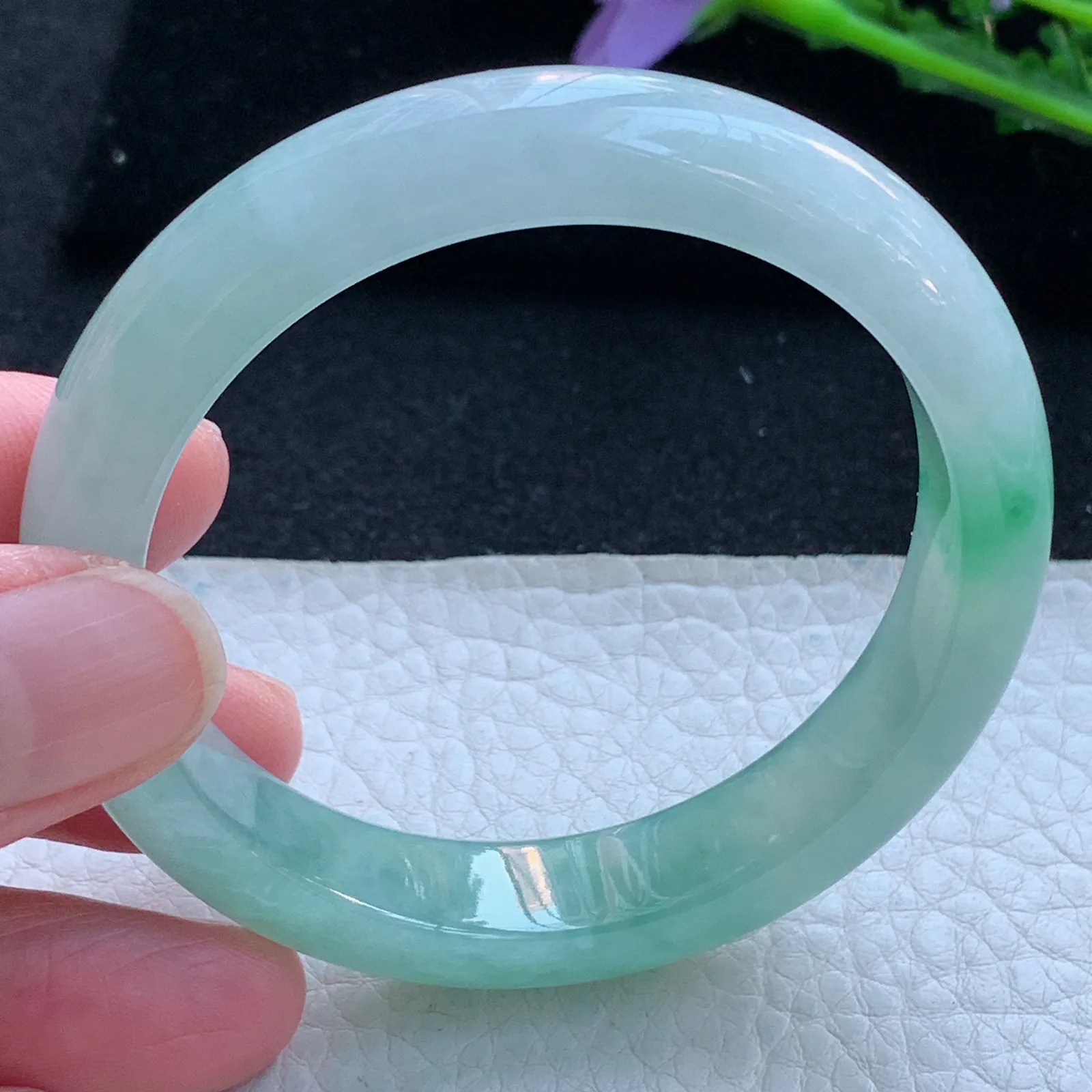 h小圈口52.5*11.6*7.5平安镯 缅甸翡翠a货玉手镯冰阳宽边玉手环