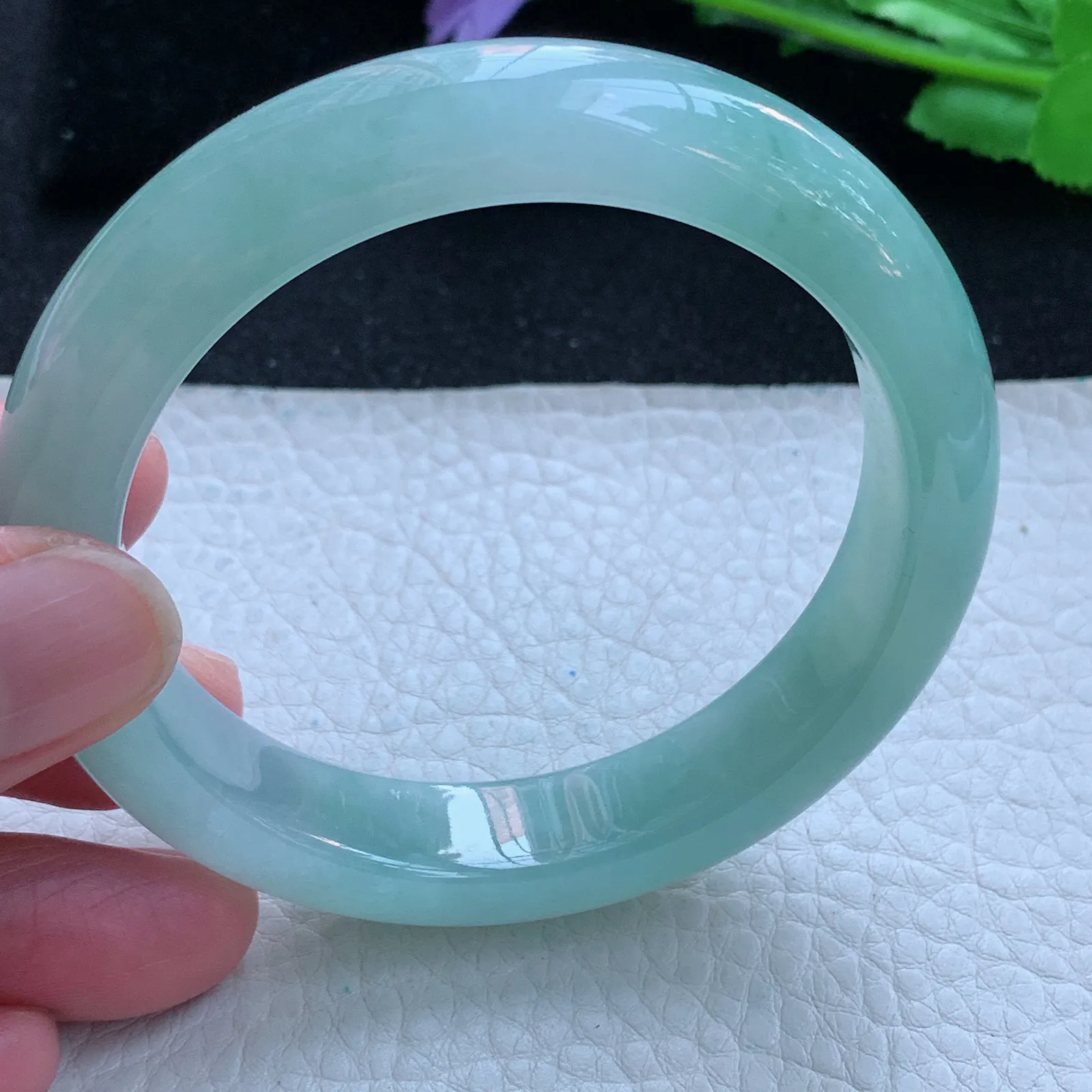 hf自然光57*12.8*9平安镯 缅甸翡翠a货玉手镯冰晴厚装宽边珠宝玉手环