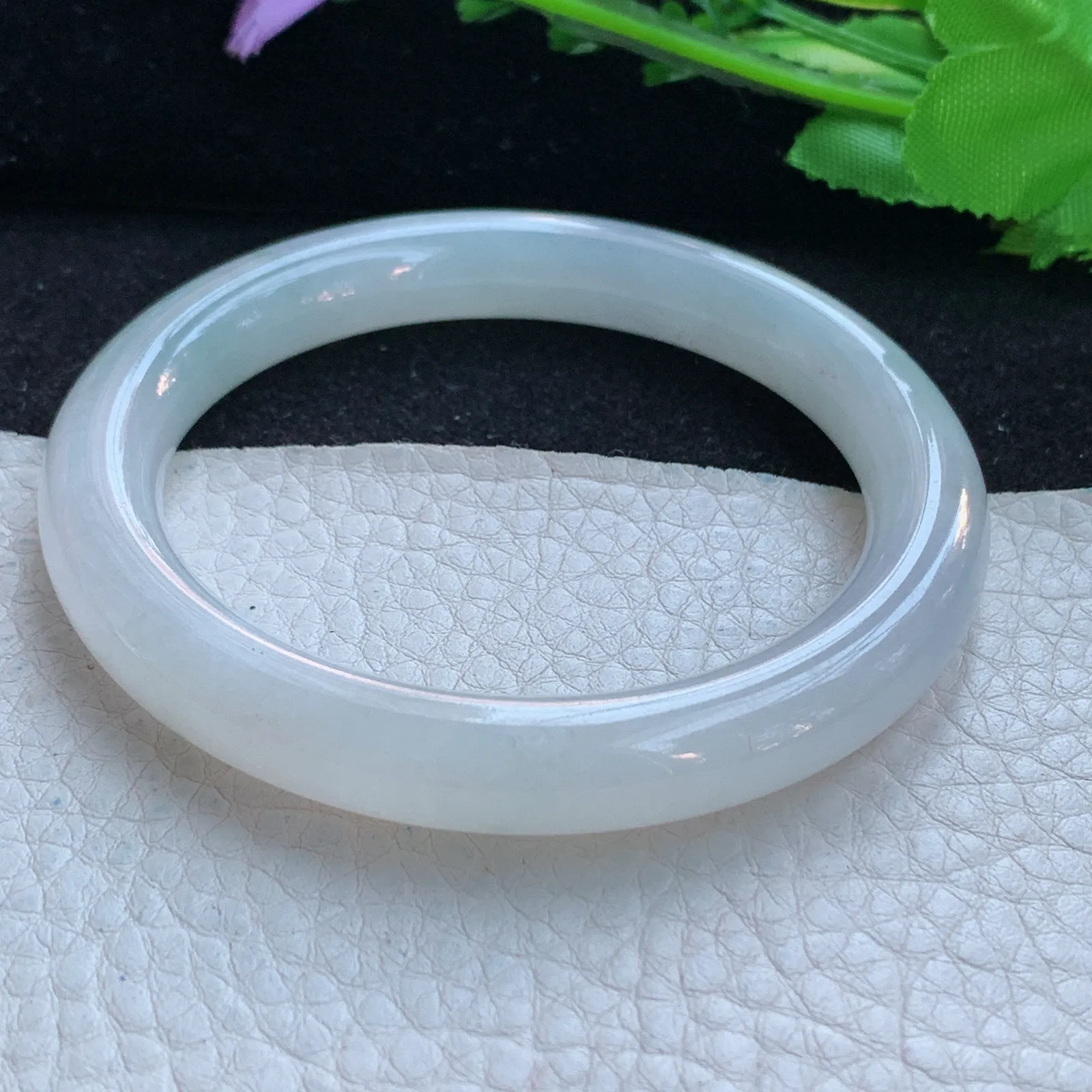 n自然光55*9.6*9.3美人镯 缅甸翡翠a货玉手镯项链冰纯圆条玉手环 叮当镯