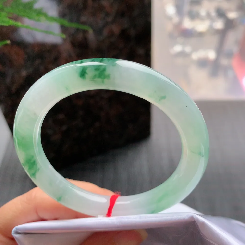 圆条高冰绿花 内圈细纹 尺寸:57.7/9.5 种色兼备🥰🥰