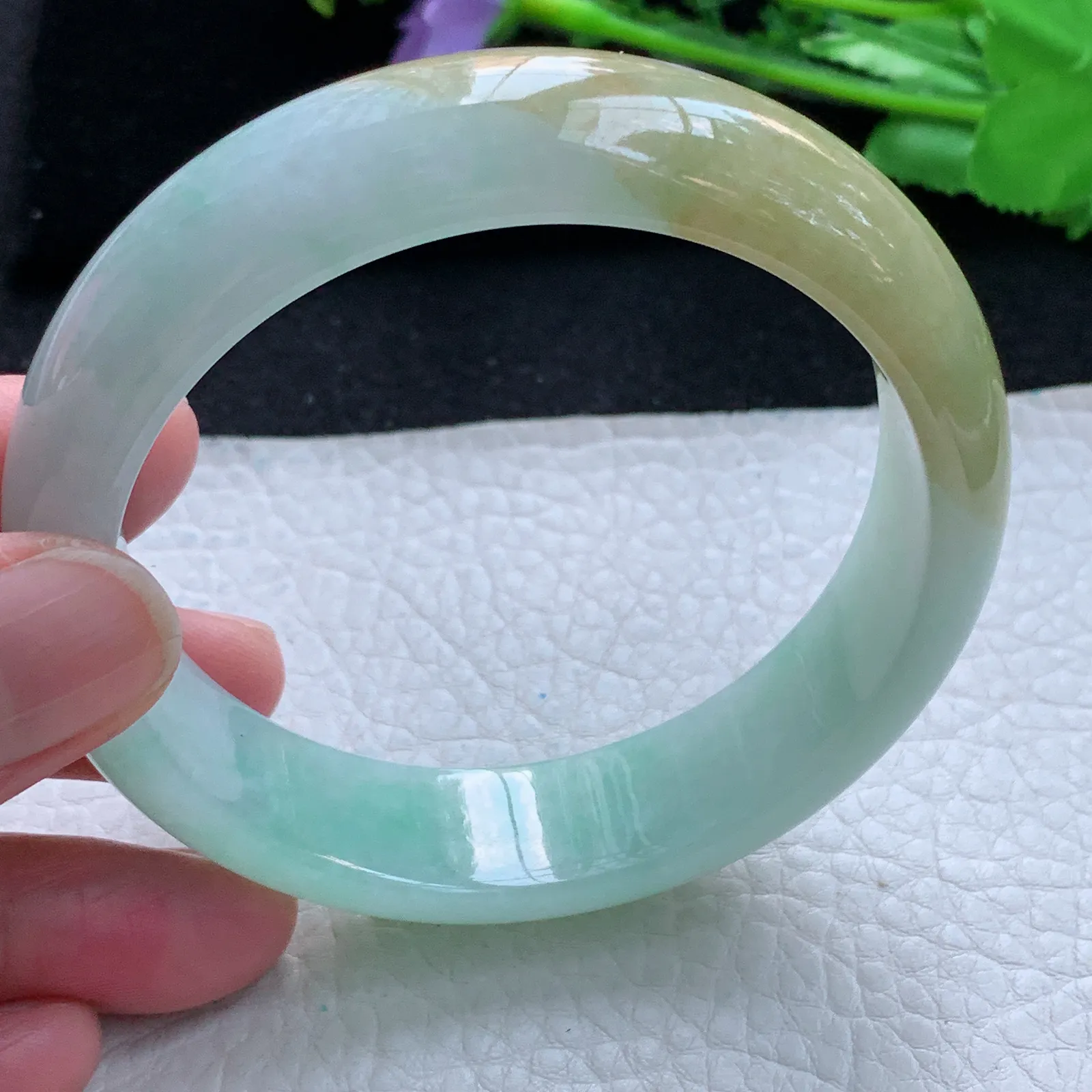 z大圈口60*16*8轮胎镯 缅甸翡翠a货玉手镯冰双彩大气宽边珠宝玉手环
