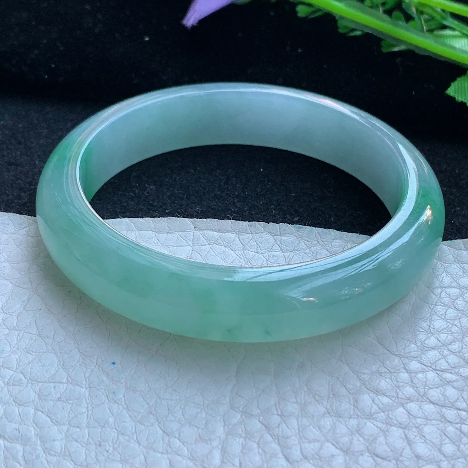 h小圈口52.5*11.6*7.5平安镯 缅甸翡翠a货玉手镯冰阳宽边玉手环