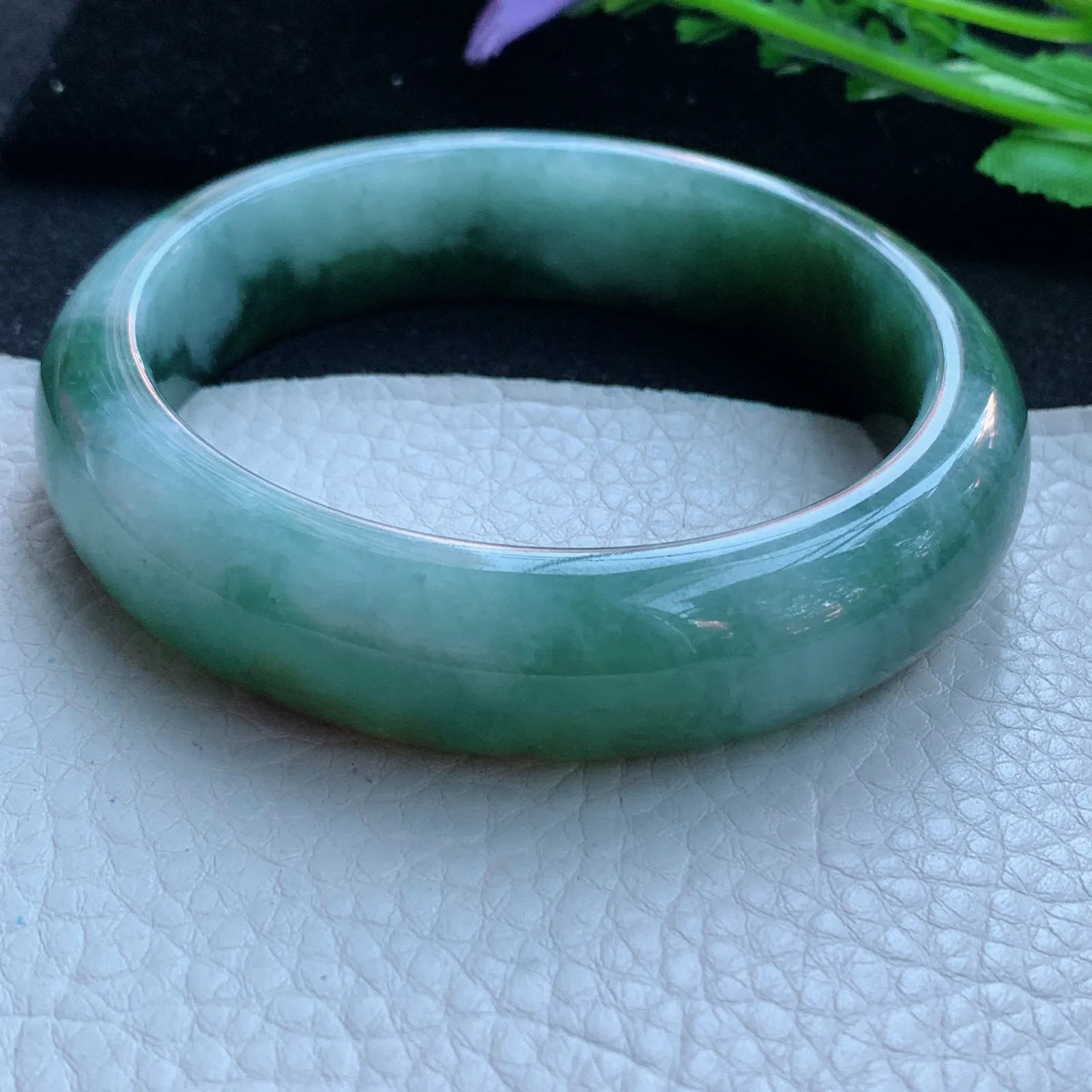 jx大圈口63*16*9.3轮胎镯 缅甸翡翠a货玉手镯飘双彩厚装宽边玉手环