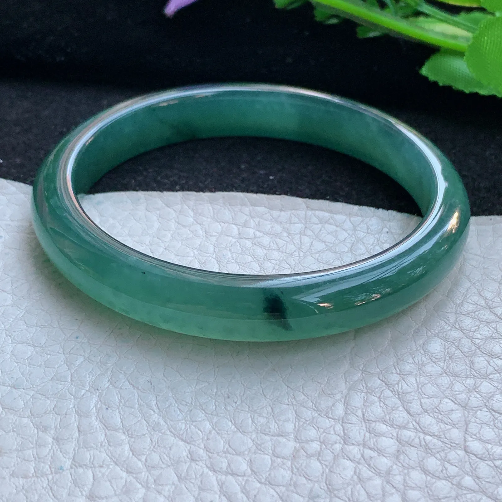 mq自然光59*10*7.3平安镯 翡翠a货玉手镯冰润蓝韵宽边珠宝玉手环