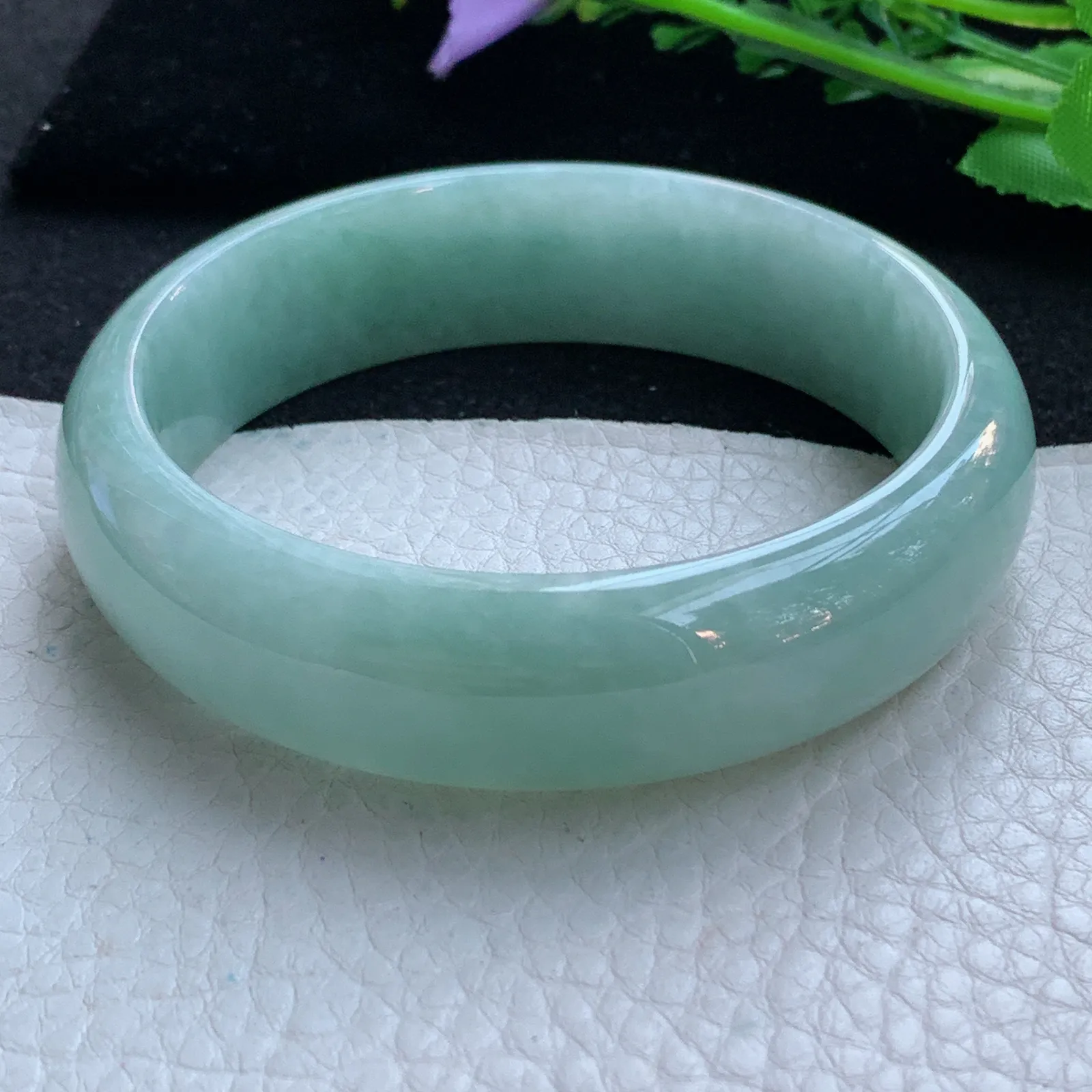 js大圈口62*17.3*7.3轮胎镯 缅甸翡翠a货玉手镯满色大气宽边珠宝玉手环