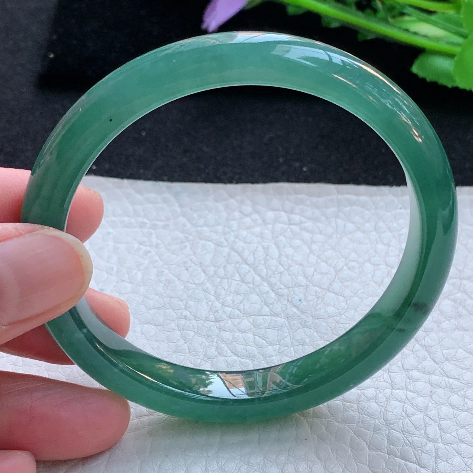 mq自然光59*10*7.3平安镯 翡翠a货玉手镯冰润蓝韵宽边珠宝玉手环